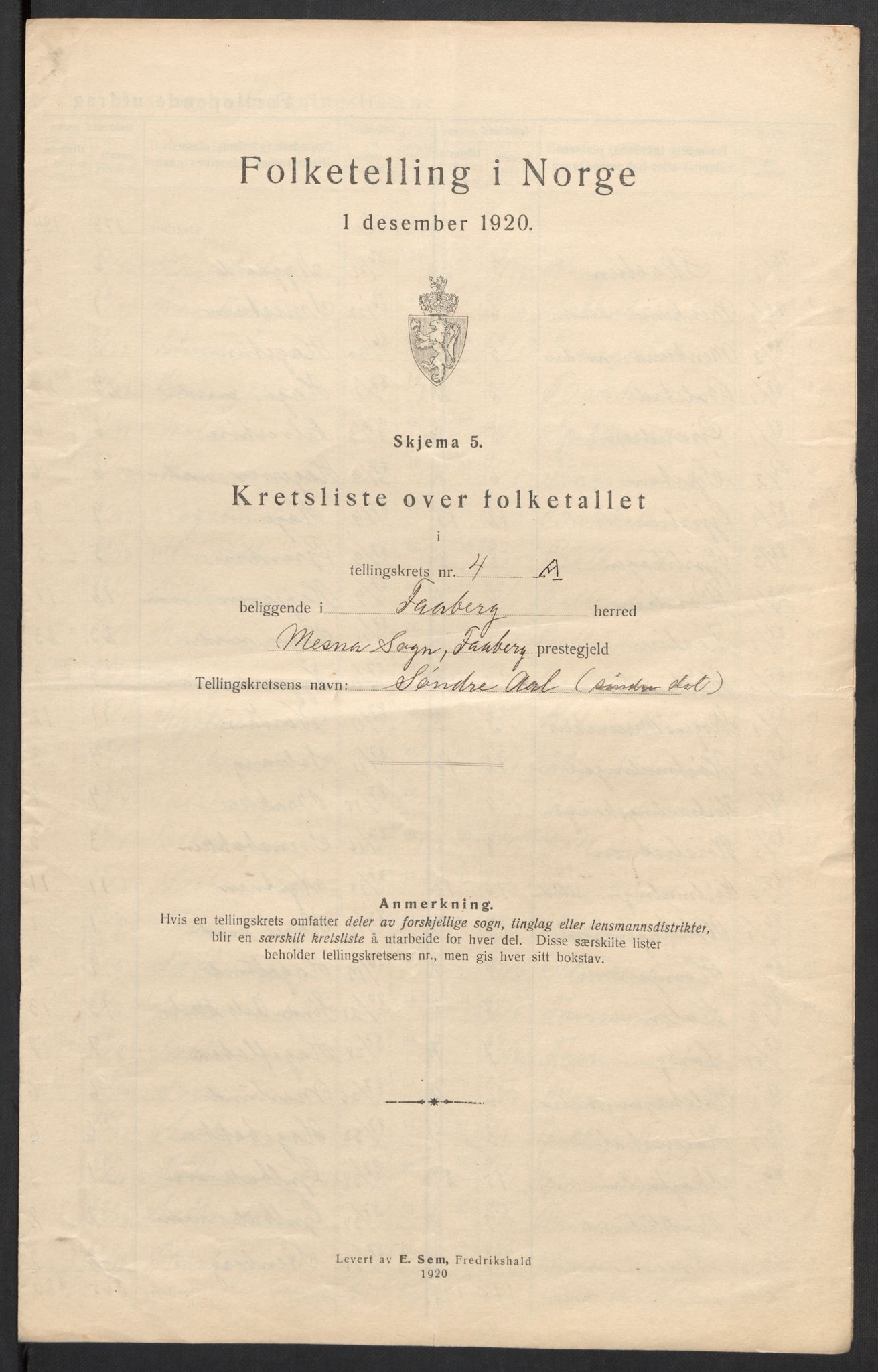 SAH, 1920 census for Fåberg, 1920, p. 30