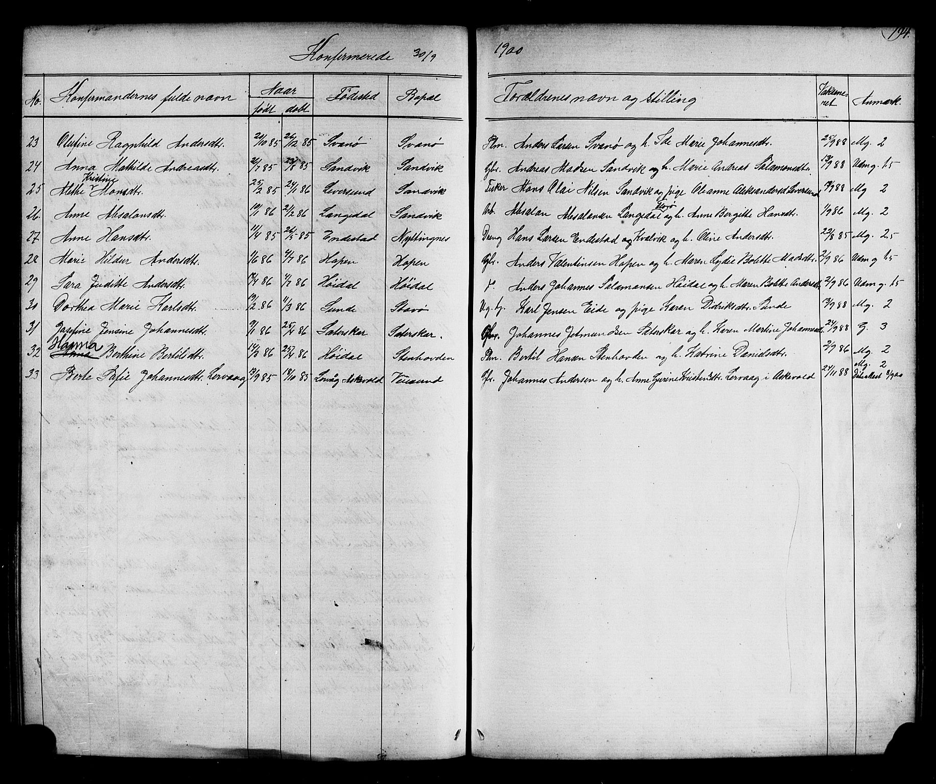 Kinn sokneprestembete, AV/SAB-A-80801/H/Hab/Habc/L0002: Parish register (copy) no. C 2, 1869-1918, p. 194