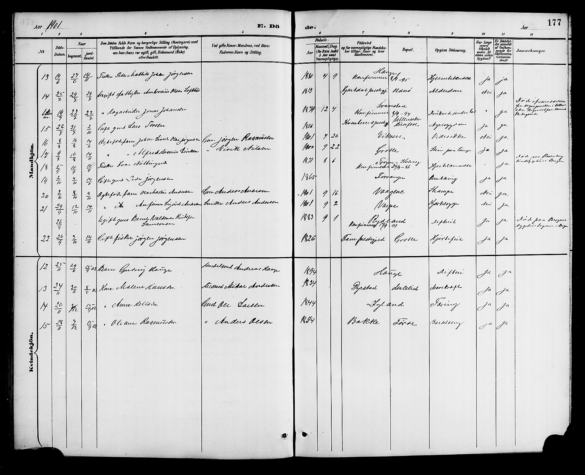 Bremanger sokneprestembete, AV/SAB-A-82201/H/Hab/Haba/L0003: Parish register (copy) no. A 3, 1890-1908, p. 177