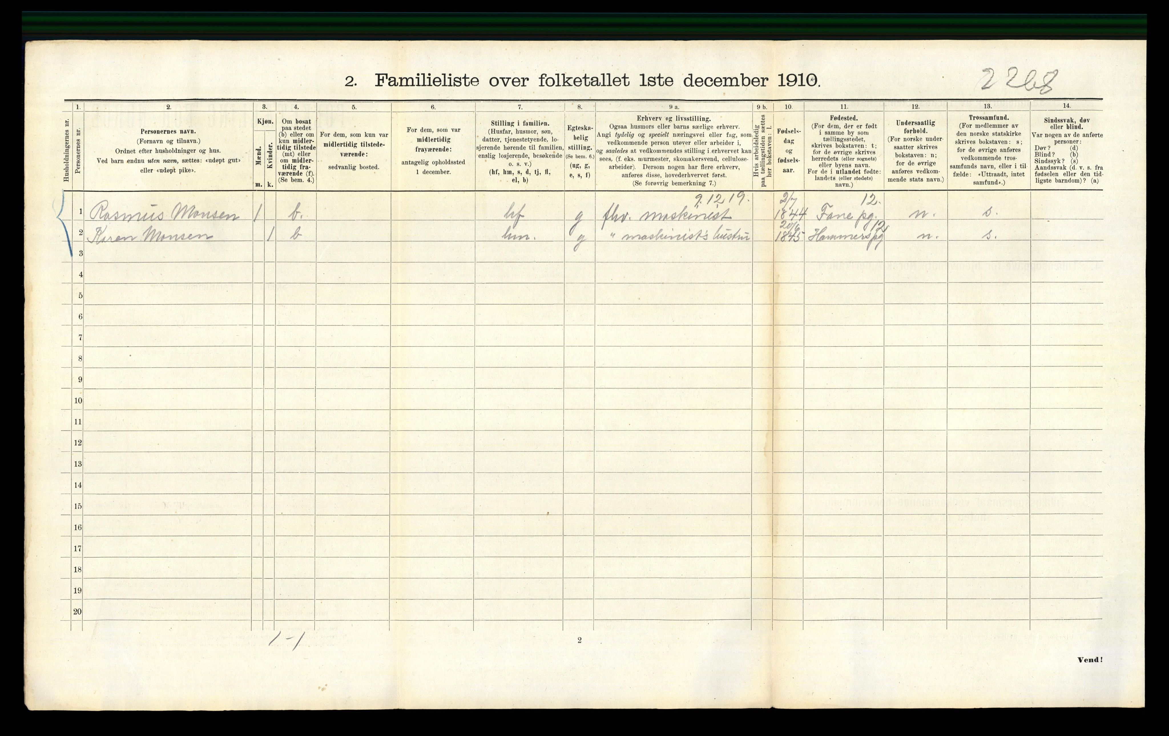 RA, 1910 census for Bergen, 1910, p. 42522