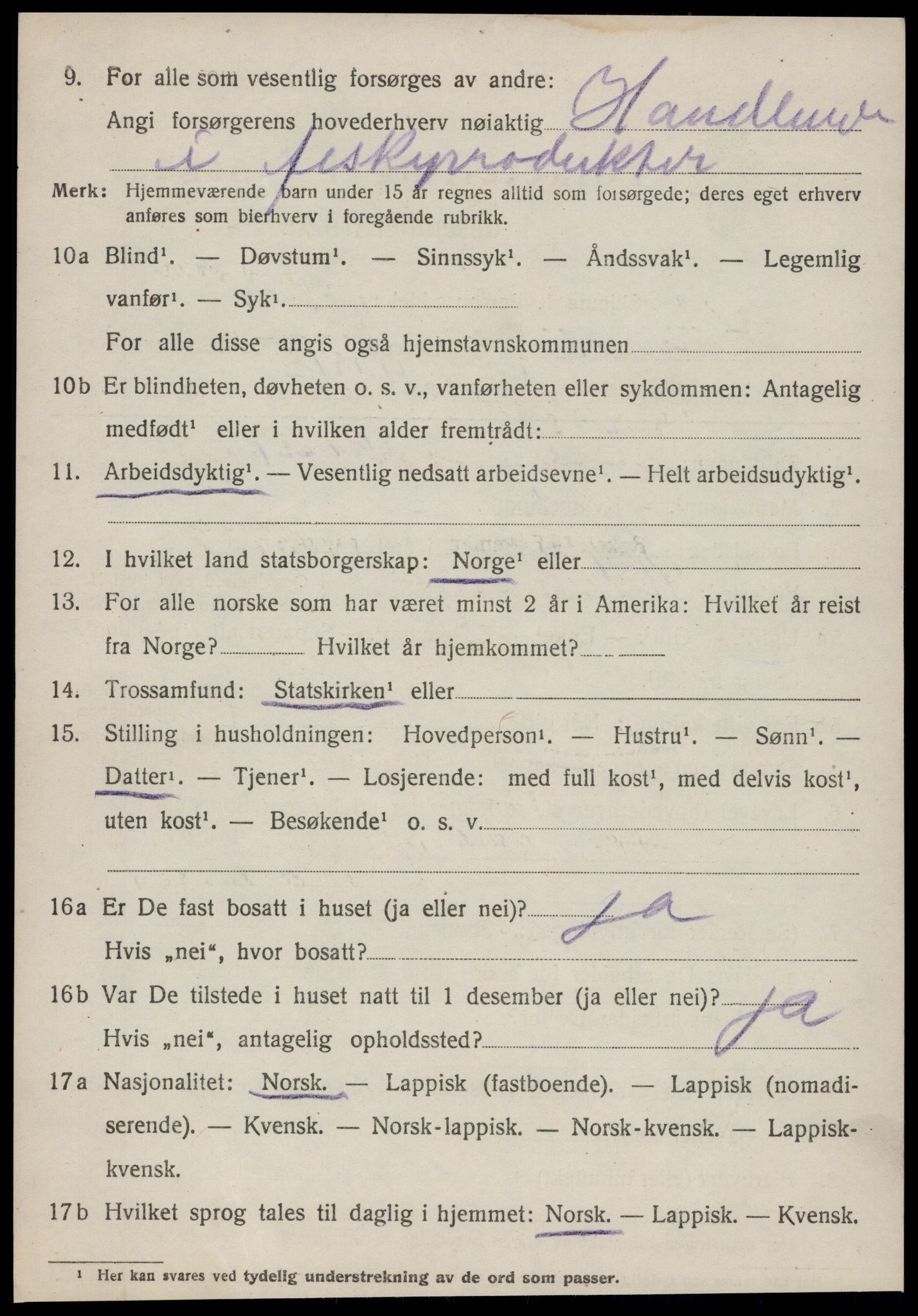 SAT, 1920 census for Kvenvær, 1920, p. 1411