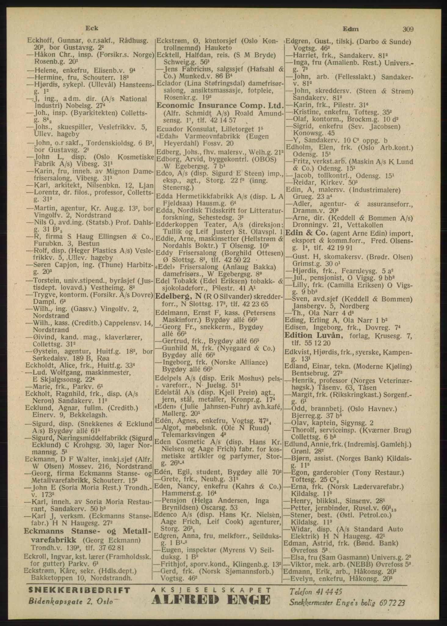 Kristiania/Oslo adressebok, PUBL/-, 1948, p. 309