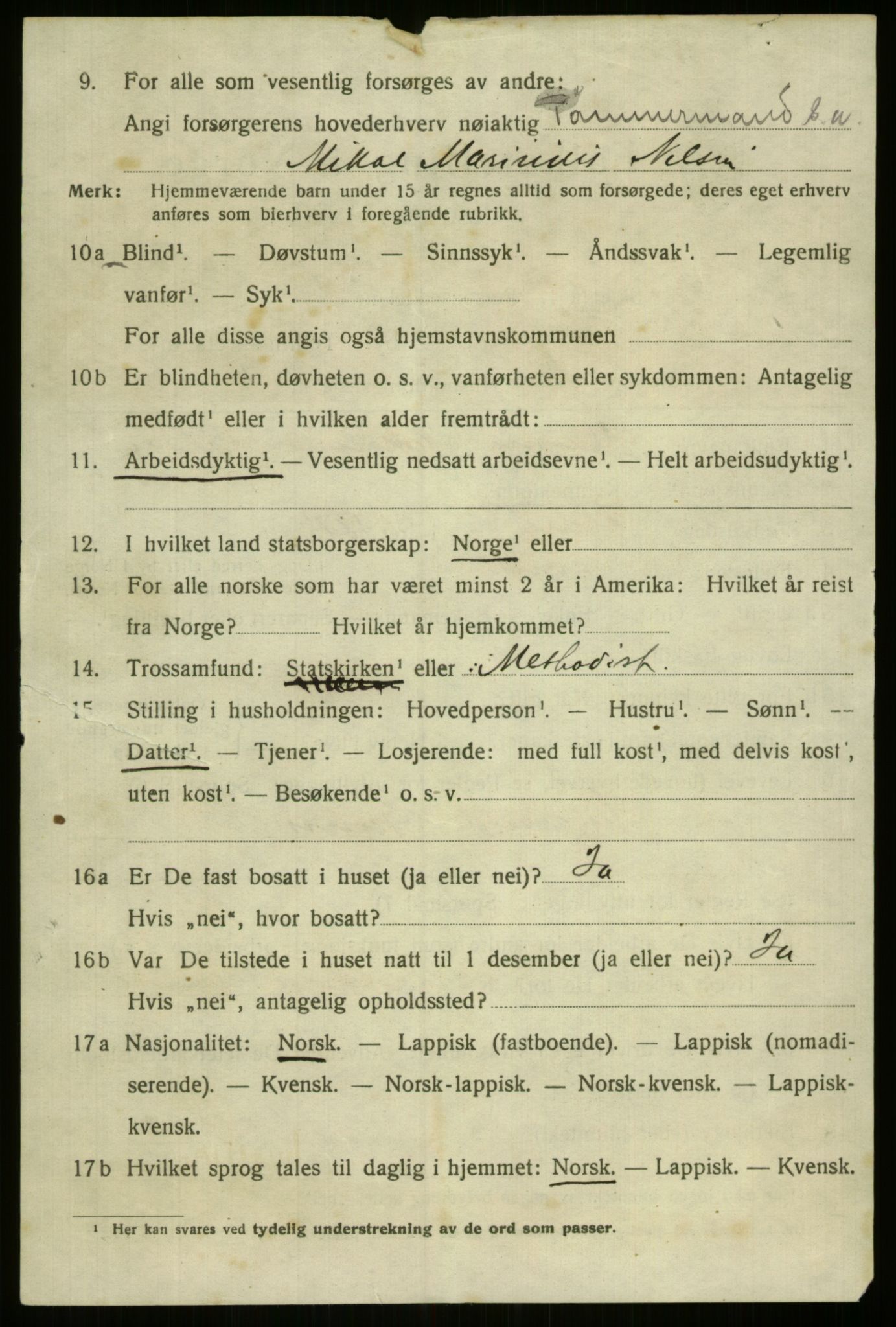 SATØ, 1920 census for Tromsø, 1920, p. 13536