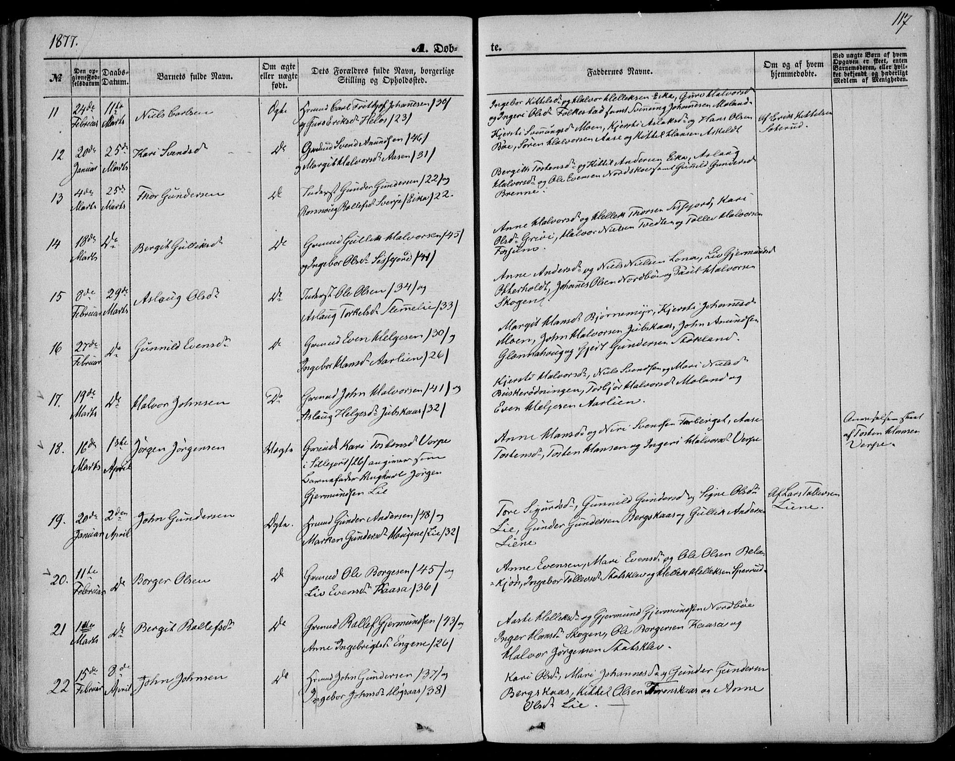 Bø kirkebøker, SAKO/A-257/F/Fa/L0009: Parish register (official) no. 9, 1862-1879, p. 117
