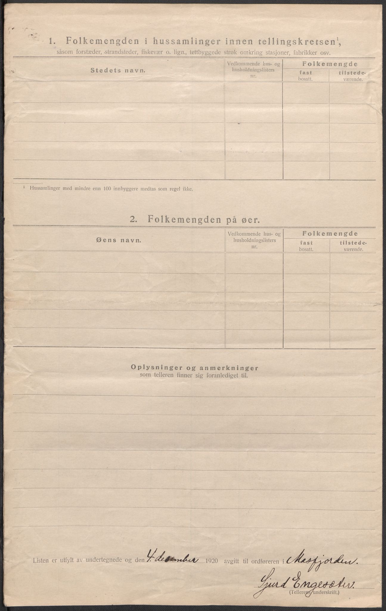 SAB, 1920 census for Masfjorden, 1920, p. 13