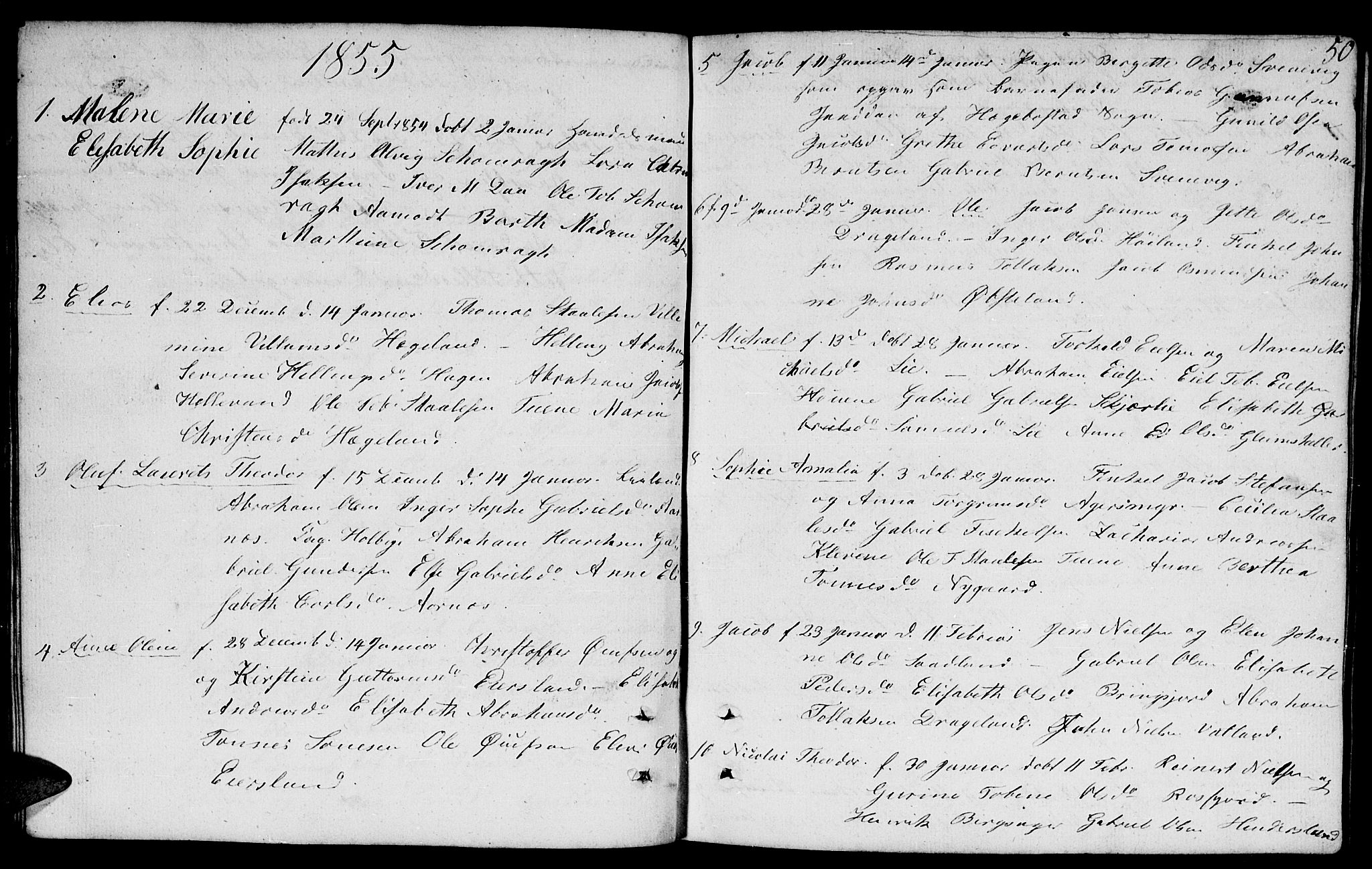 Lyngdal sokneprestkontor, SAK/1111-0029/F/Fb/Fbc/L0002: Parish register (copy) no. B 2, 1849-1864, p. 50