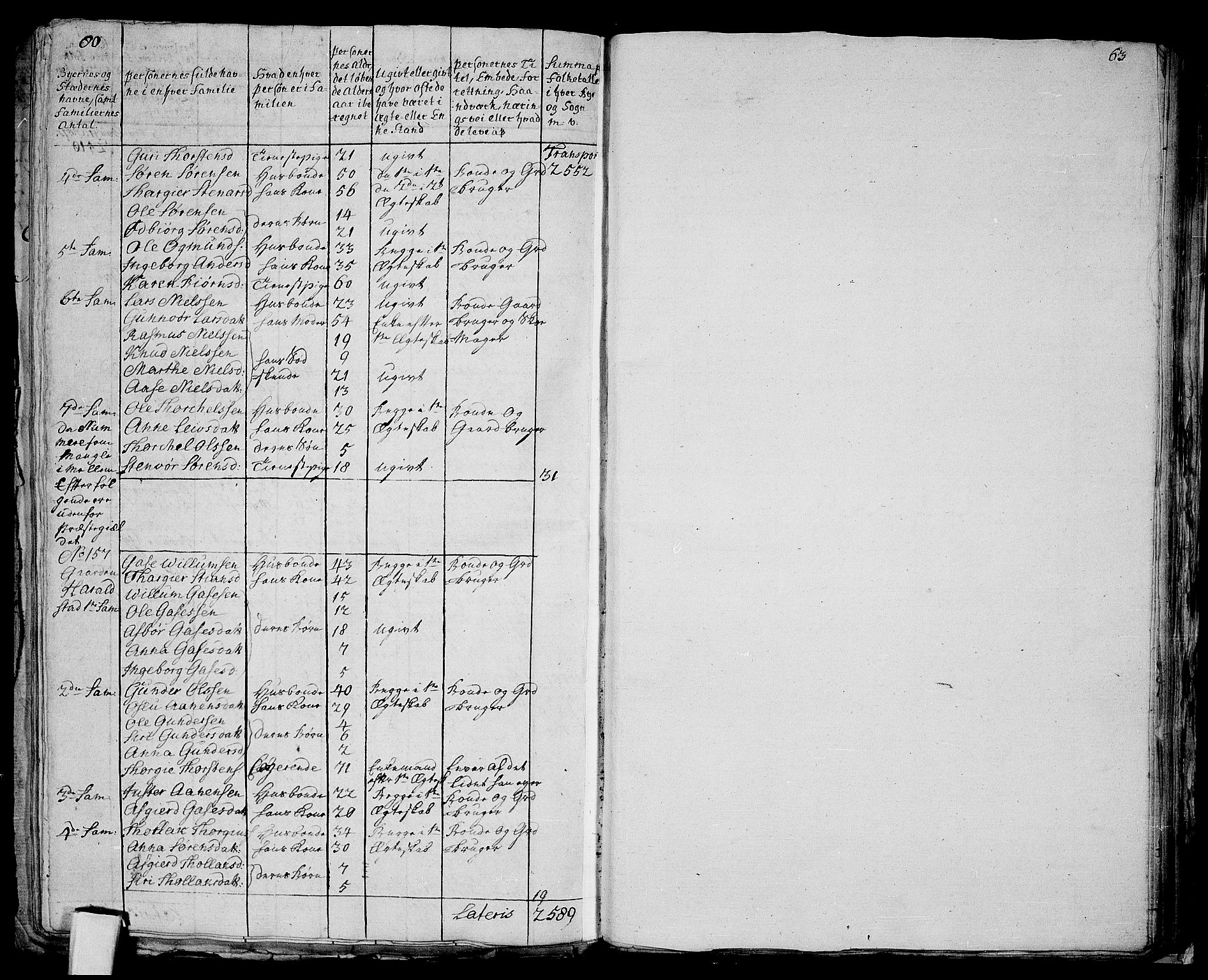 RA, 1801 census for 1020P Holum, 1801, p. 165b-166a