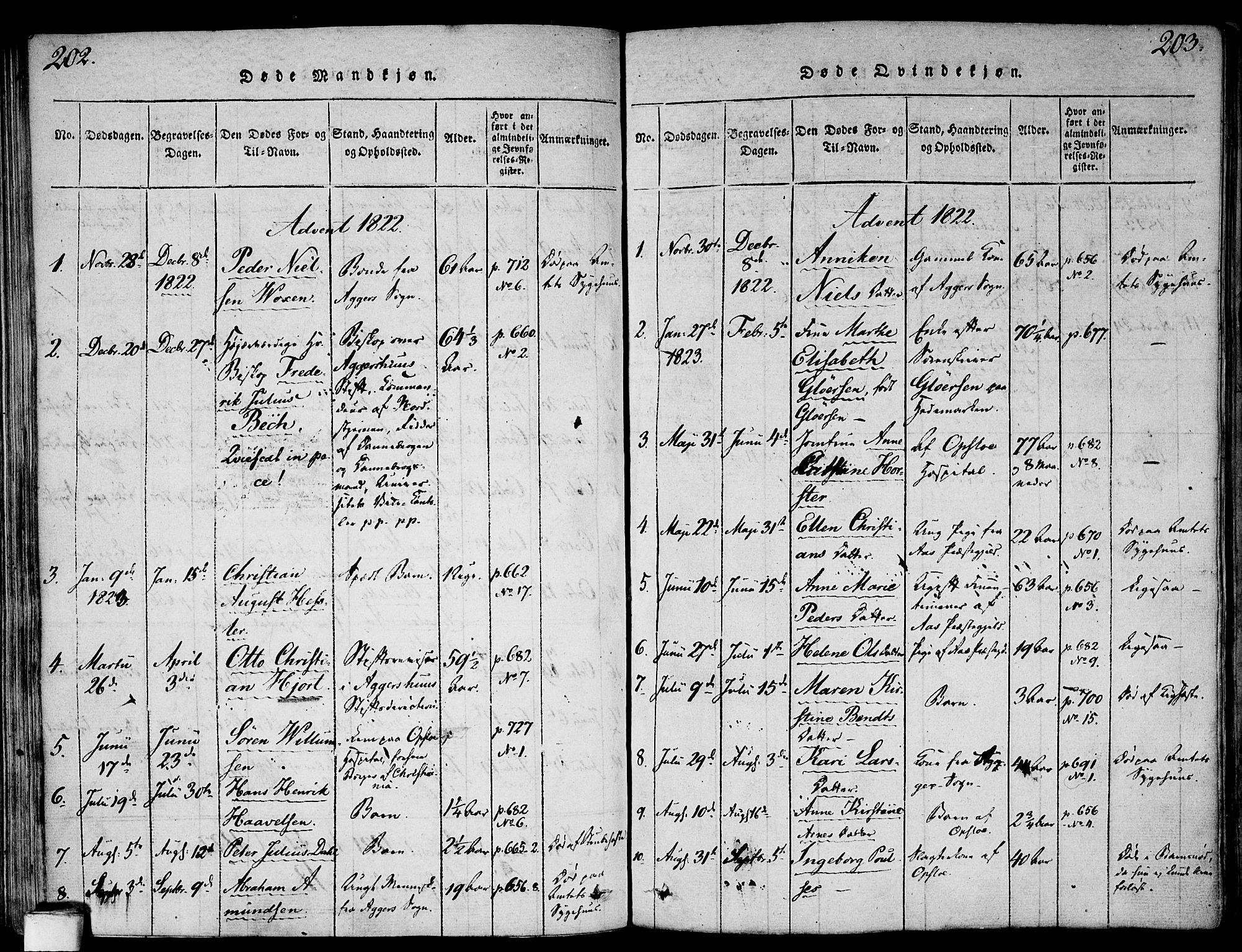 Gamlebyen prestekontor Kirkebøker, SAO/A-10884/F/Fa/L0002: Parish register (official) no. 2, 1817-1829, p. 202-203