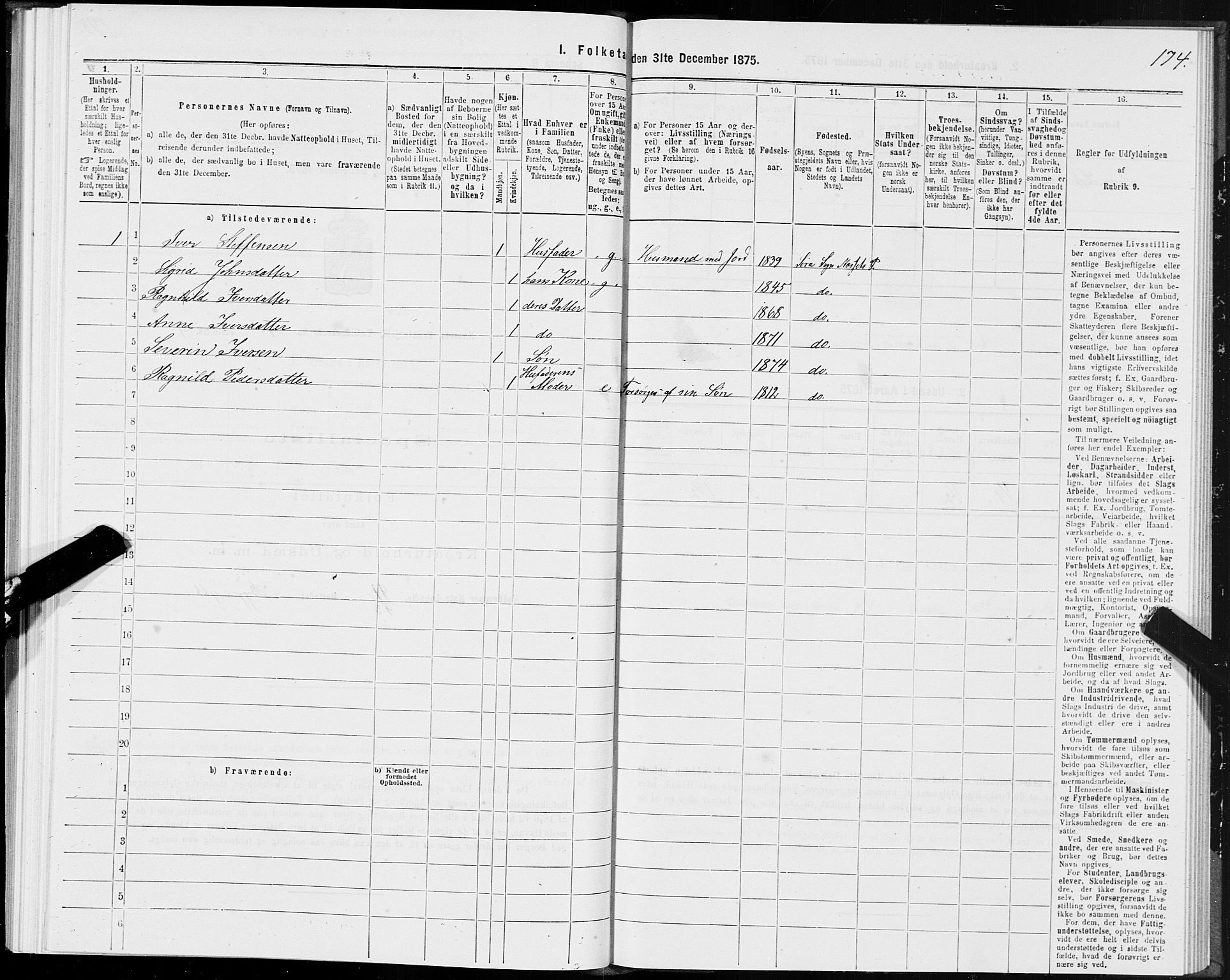 SAT, 1875 census for 1543P Nesset, 1875, p. 2174