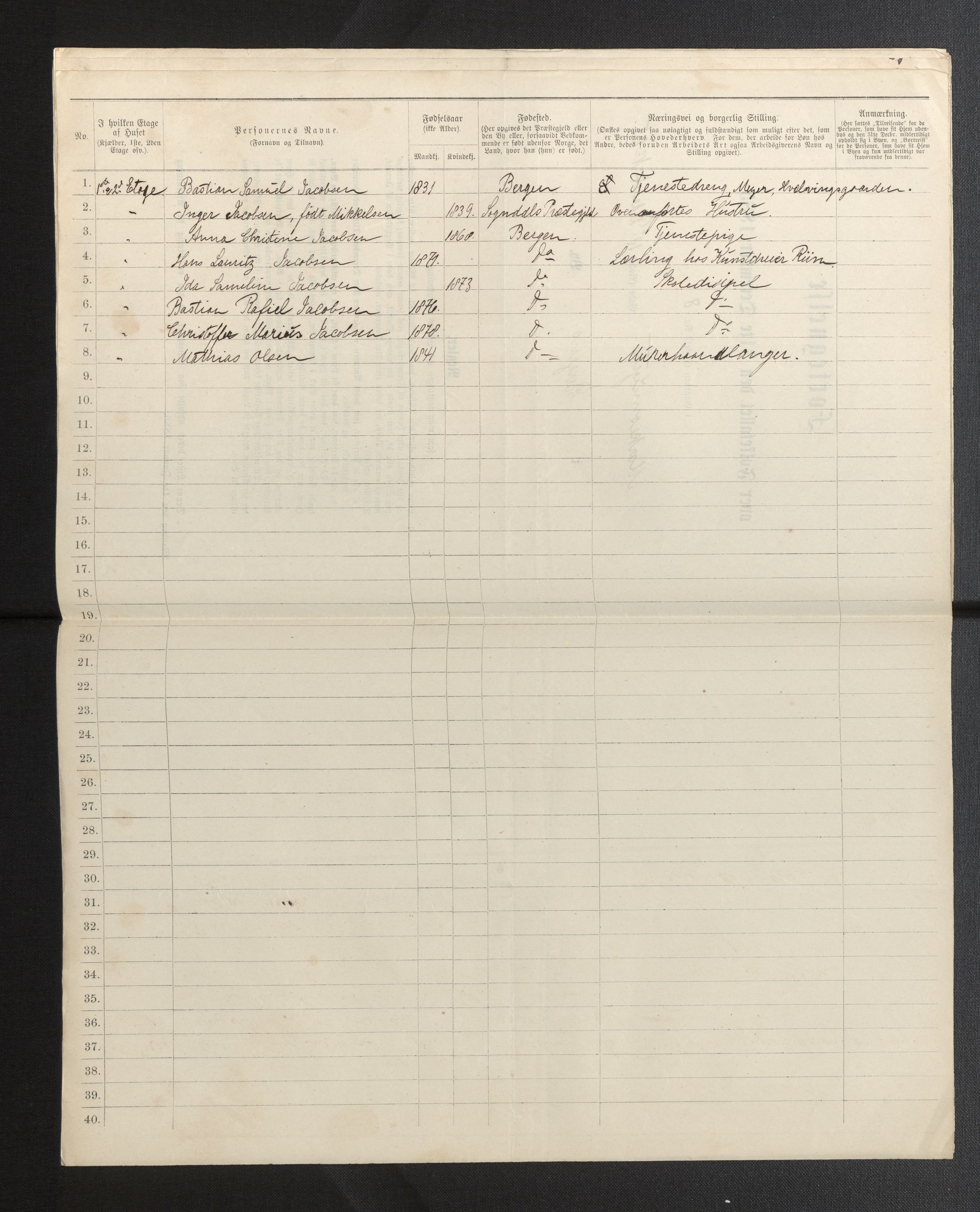 SAB, 1885 census for 1301 Bergen, 1885, p. 3570