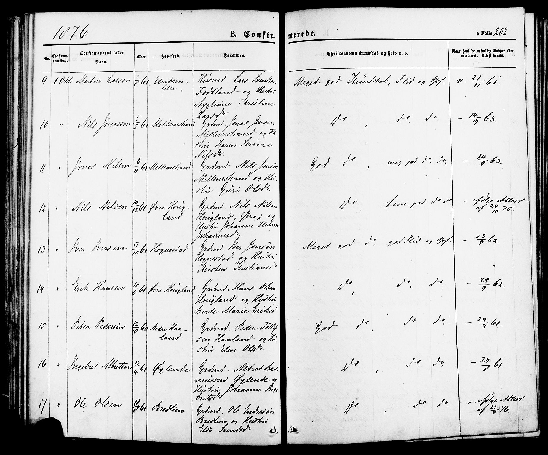 Lye sokneprestkontor, AV/SAST-A-101794/001/30BA/L0008: Parish register (official) no. A 7, 1872-1881, p. 202