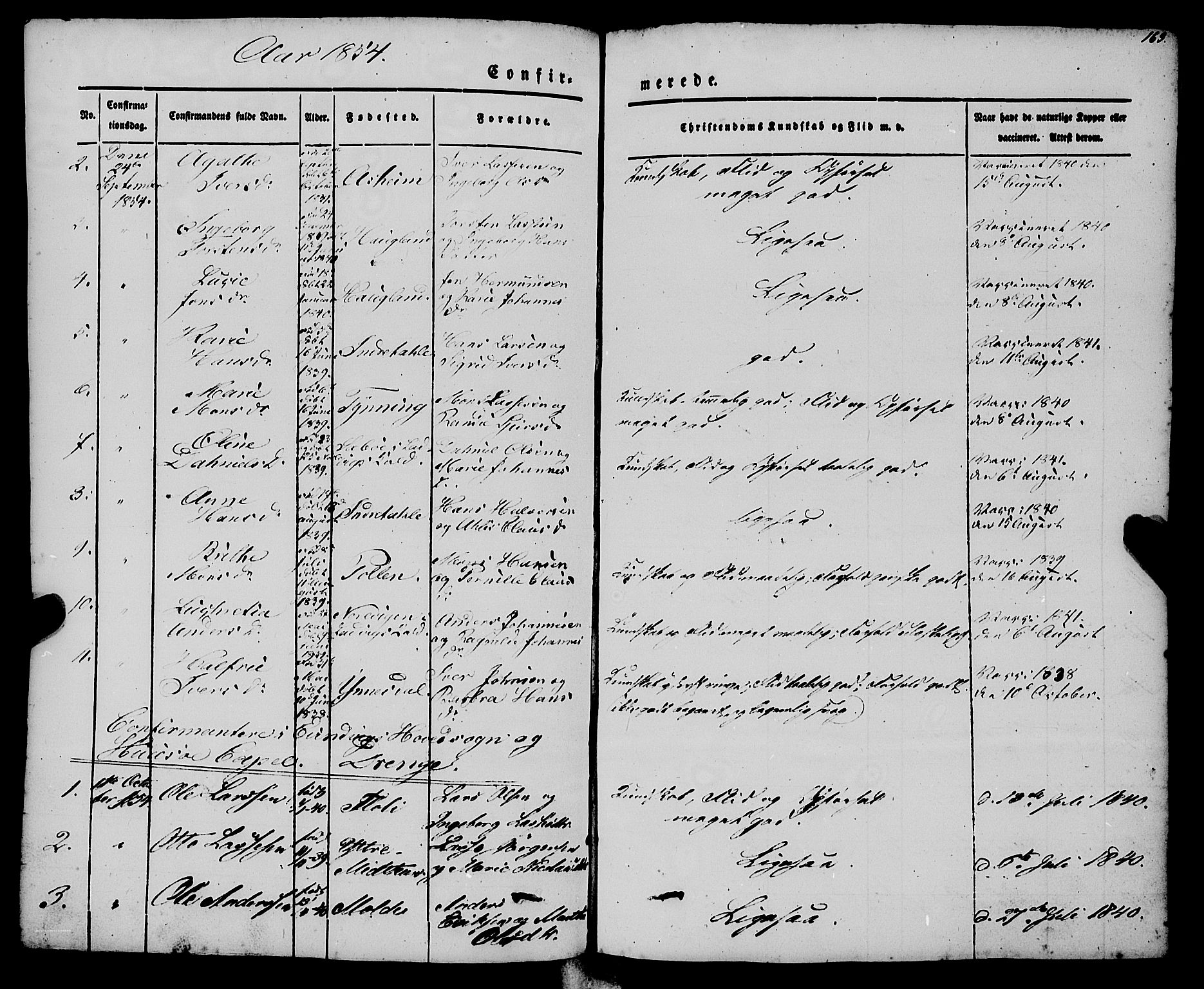 Gulen sokneprestembete, AV/SAB-A-80201/H/Haa/Haaa/L0021: Parish register (official) no. A 21, 1848-1858, p. 163