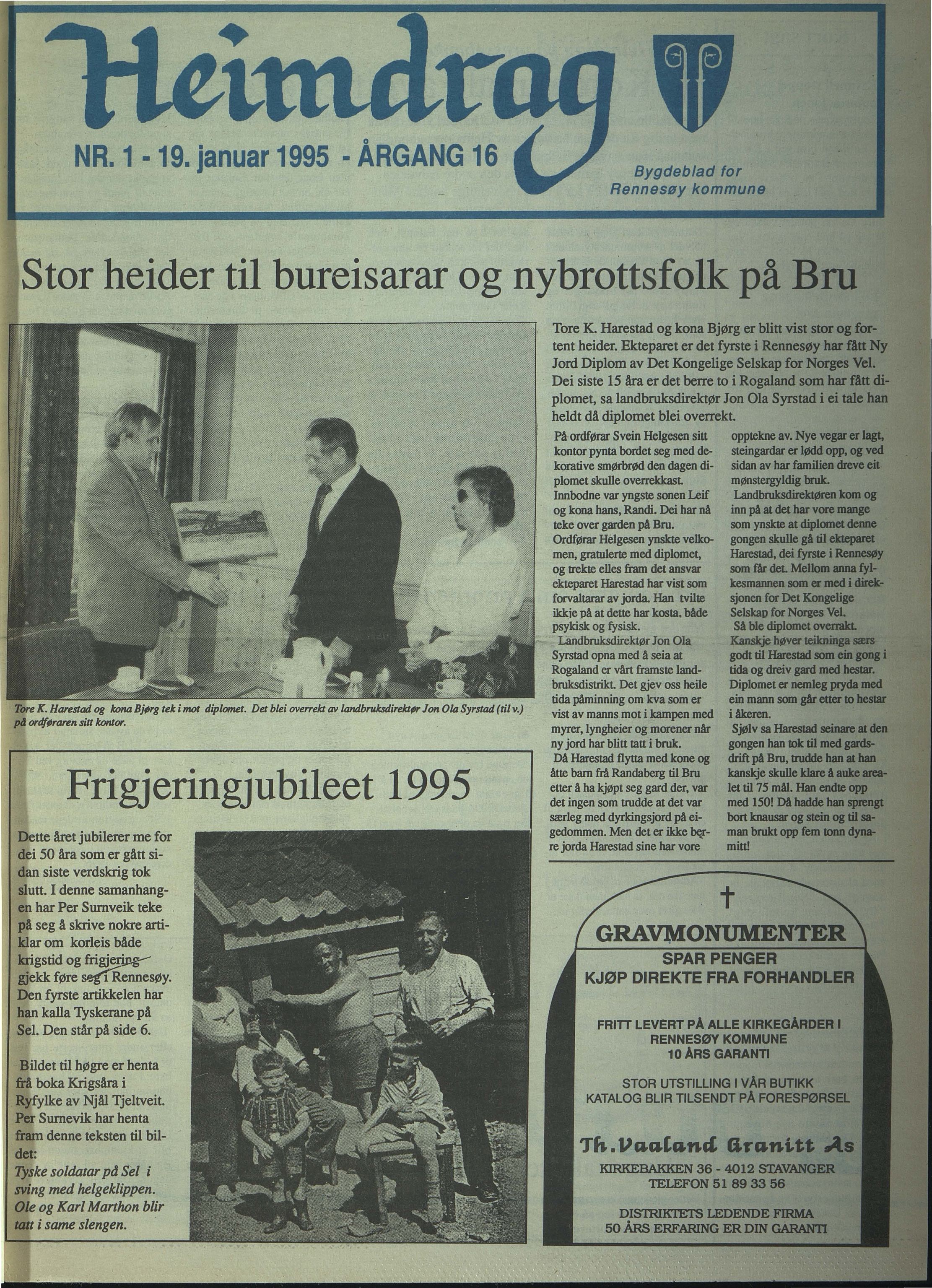 Rennesøy kommune. Heimdrag, lokalavis, BYST/A-0750/X/Xa/L0017: Heimdrag 1995, 1995