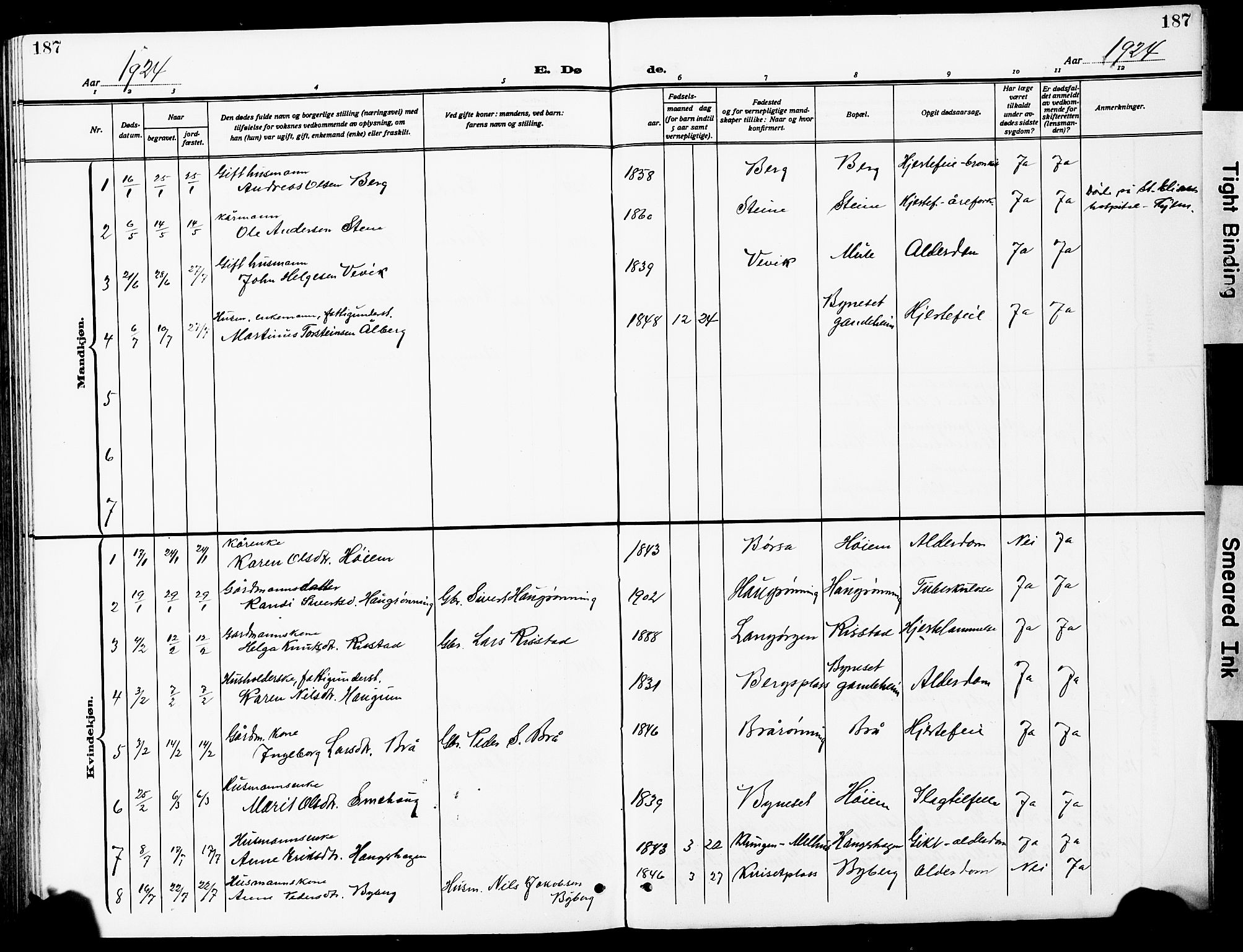 Ministerialprotokoller, klokkerbøker og fødselsregistre - Sør-Trøndelag, SAT/A-1456/612/L0388: Parish register (copy) no. 612C04, 1909-1929, p. 187