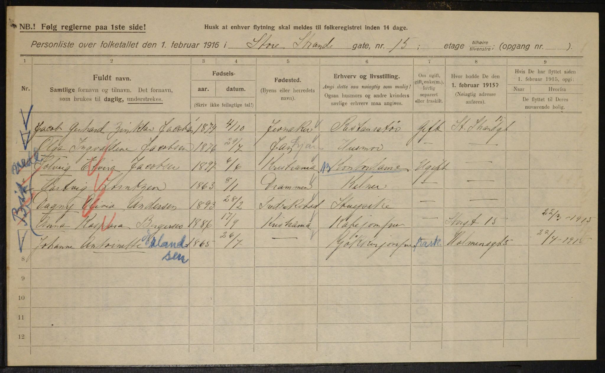 OBA, Municipal Census 1916 for Kristiania, 1916, p. 105697