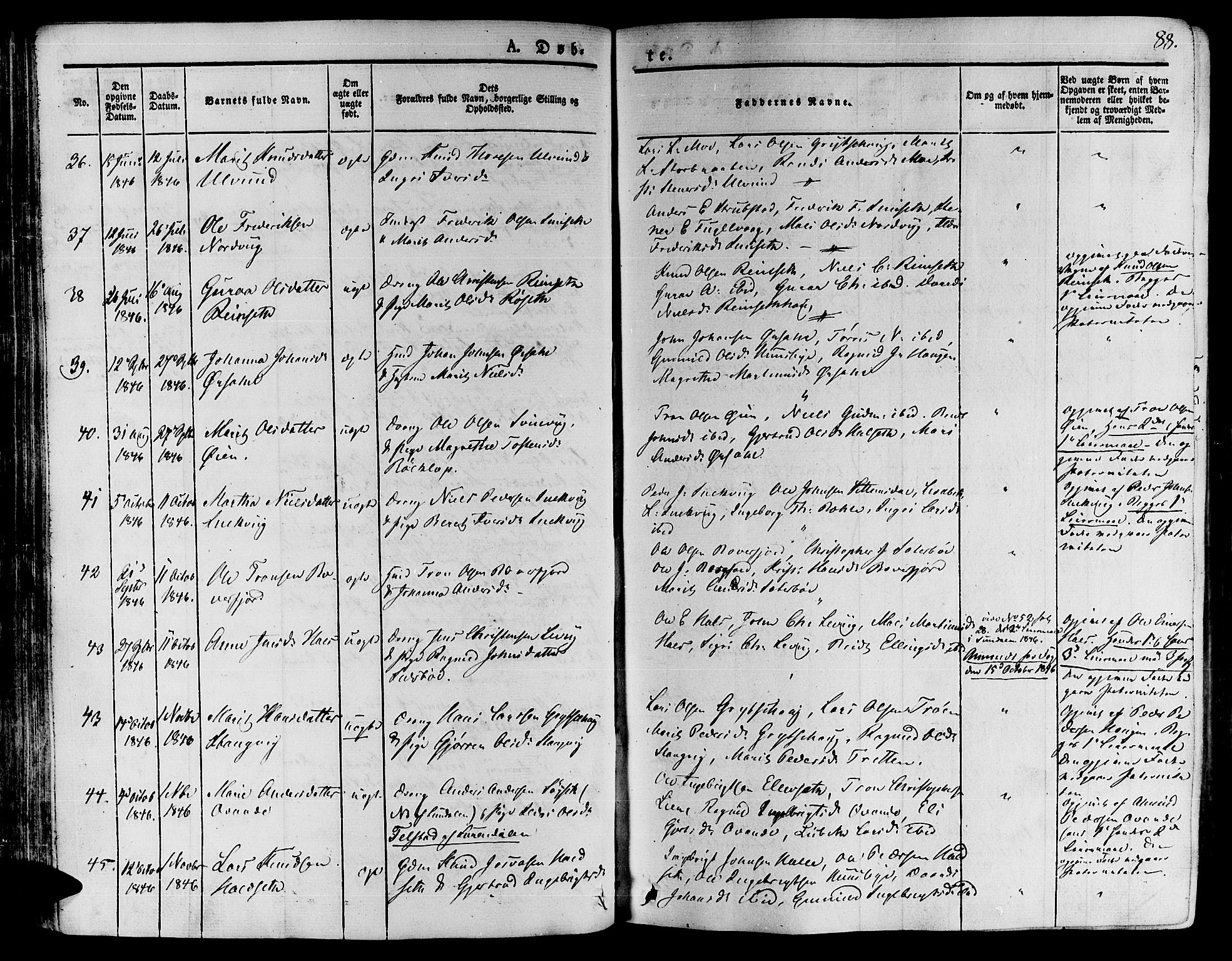 Ministerialprotokoller, klokkerbøker og fødselsregistre - Møre og Romsdal, AV/SAT-A-1454/592/L1024: Parish register (official) no. 592A03 /1, 1831-1849, p. 88