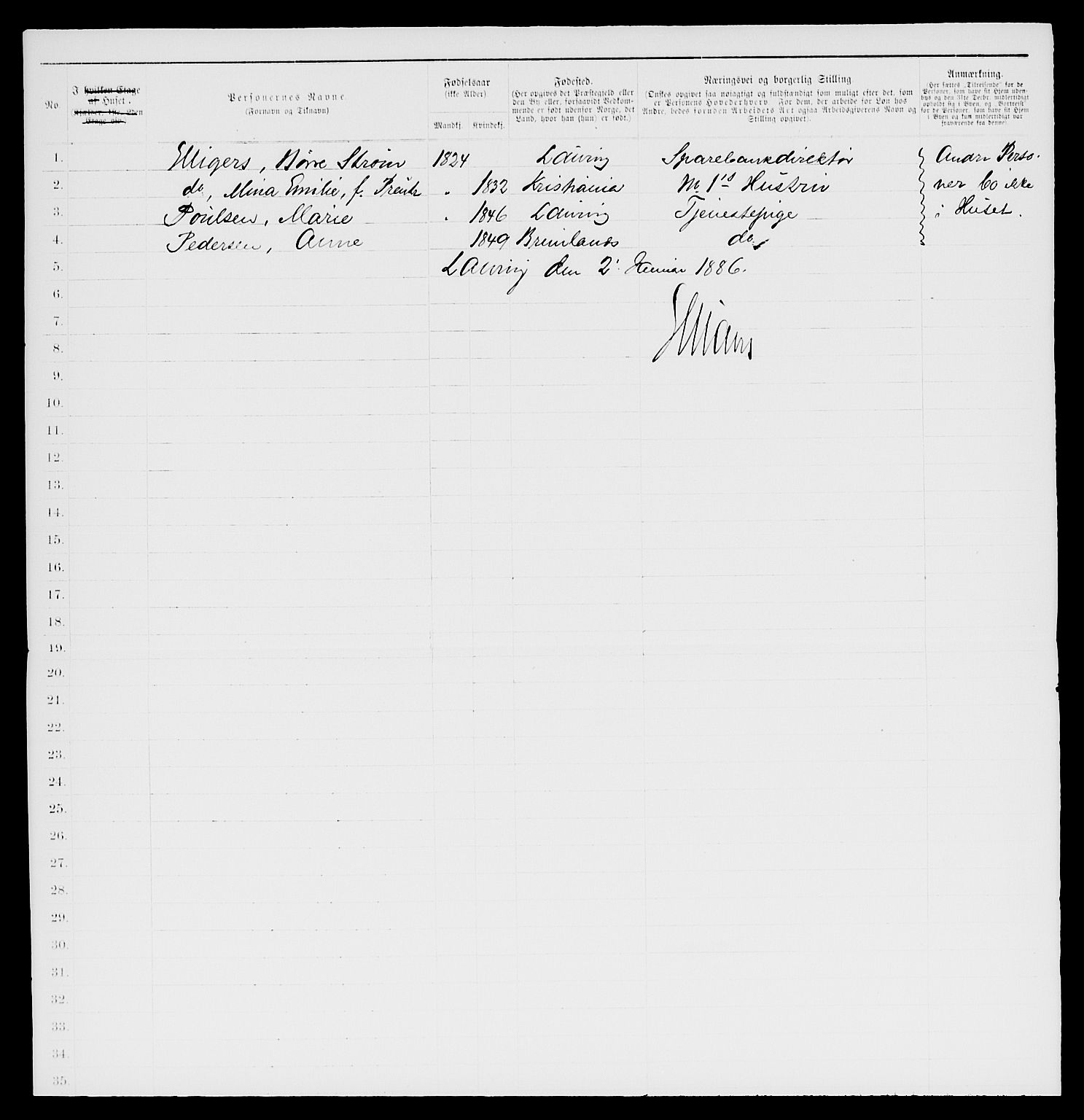 SAKO, 1885 census for 0707 Larvik, 1885, p. 2164