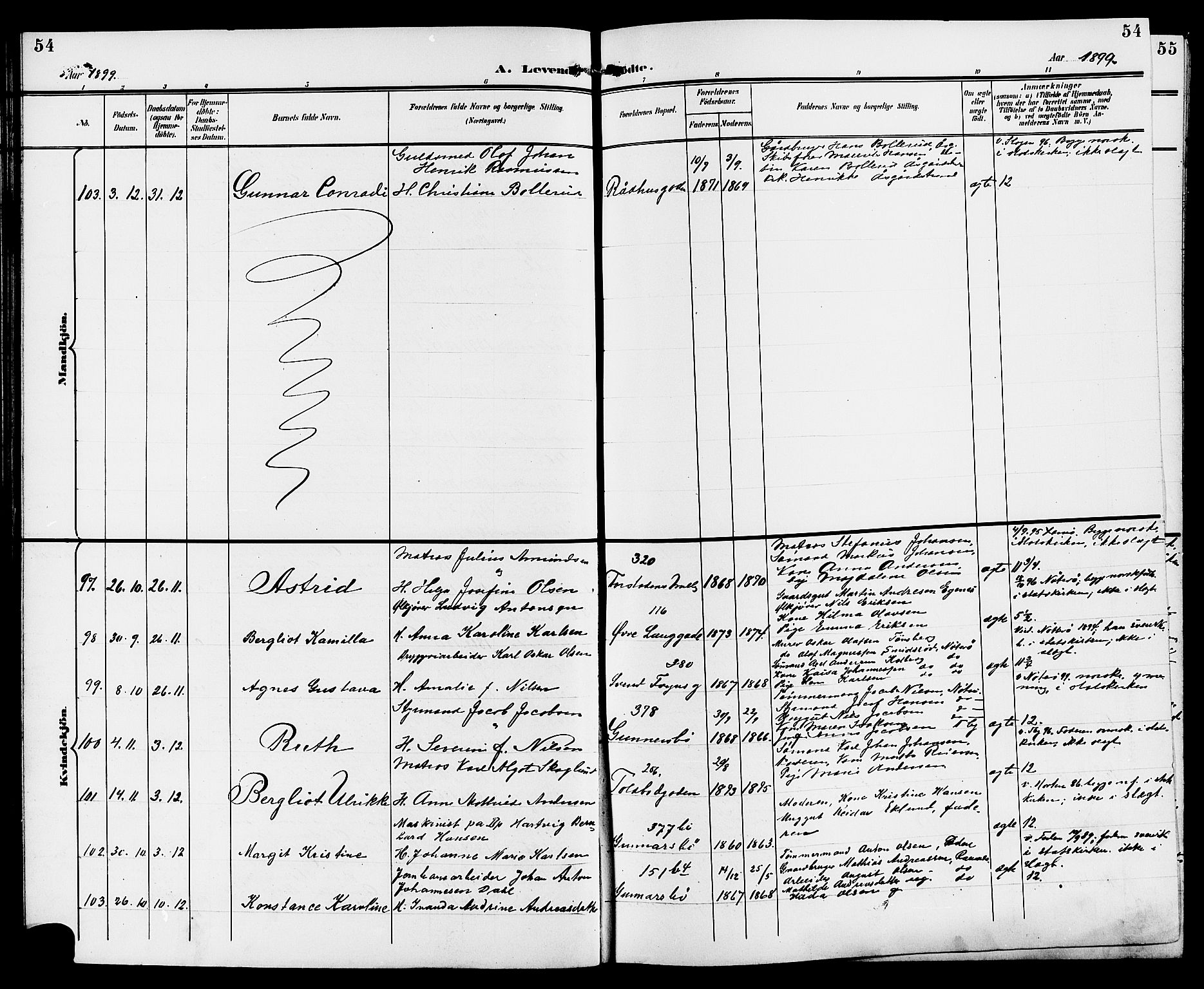 Tønsberg kirkebøker, AV/SAKO-A-330/G/Ga/L0007: Parish register (copy) no. 7, 1896-1904, p. 54