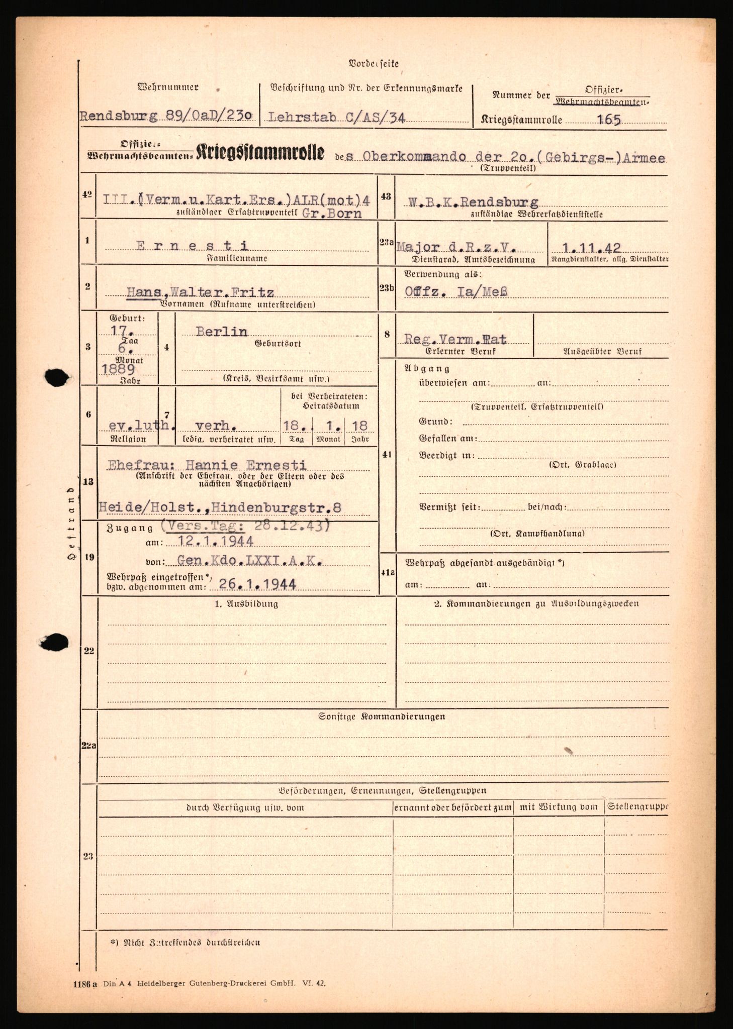 Forsvarets Overkommando. 2 kontor. Arkiv 11.4. Spredte tyske arkivsaker, AV/RA-RAFA-7031/D/Dar/Dara/L0018: Personalbøker, 1940-1945, p. 368