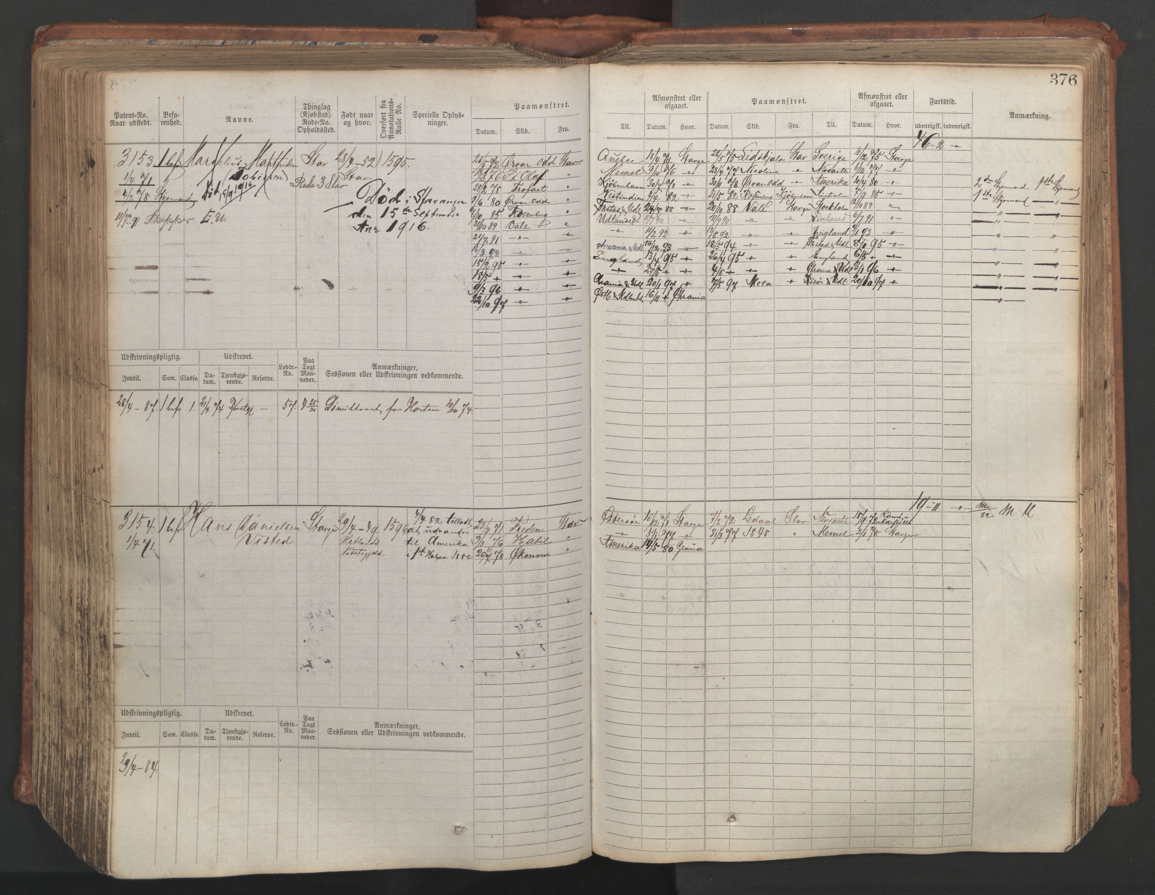 Stavanger sjømannskontor, AV/SAST-A-102006/F/Fb/Fbb/L0007: Sjøfartshovedrulle, patentnr. 2403-3604, 1869-1880, p. 421