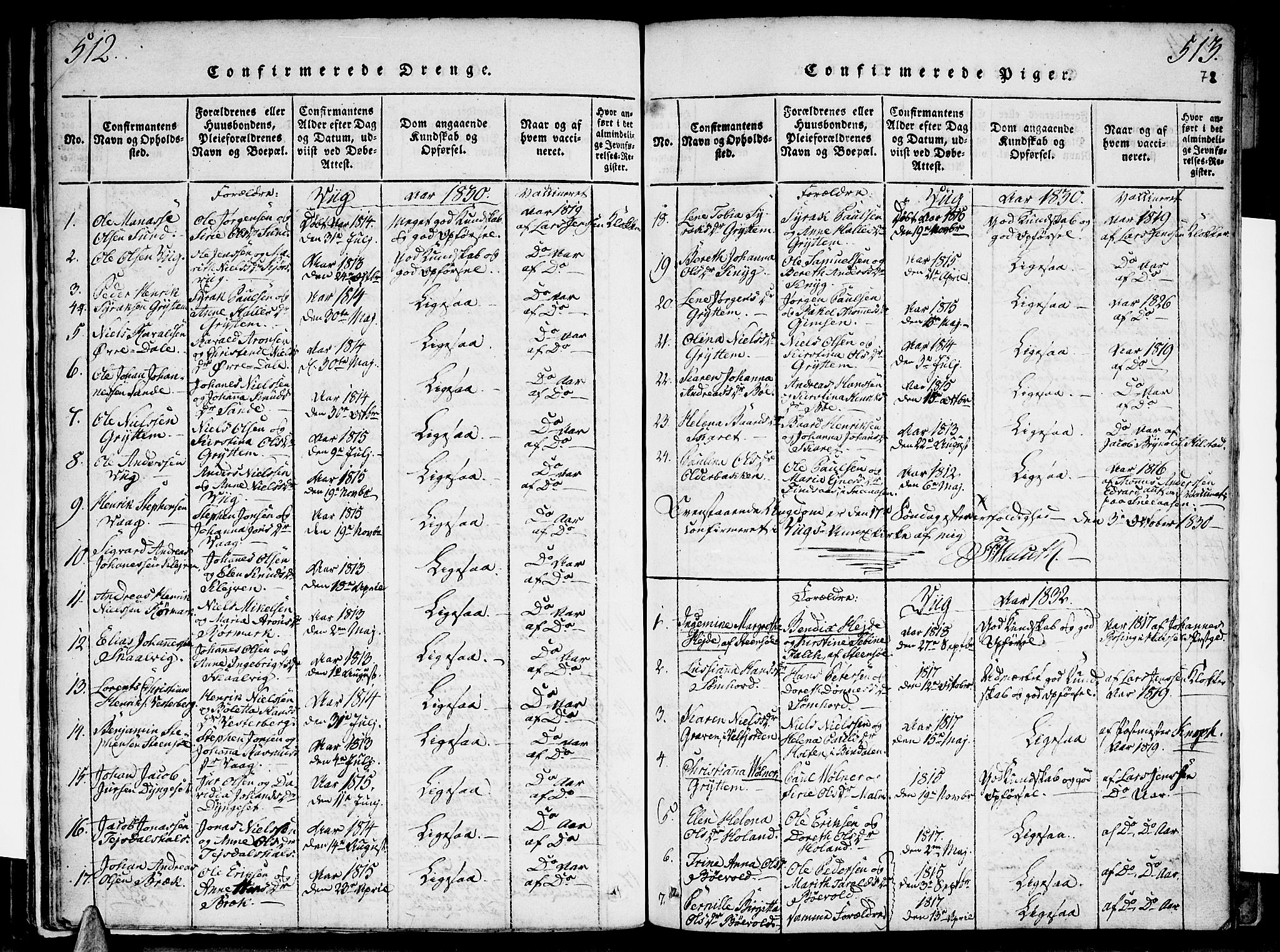 Ministerialprotokoller, klokkerbøker og fødselsregistre - Nordland, AV/SAT-A-1459/812/L0175: Parish register (official) no. 812A04, 1820-1833, p. 512-513