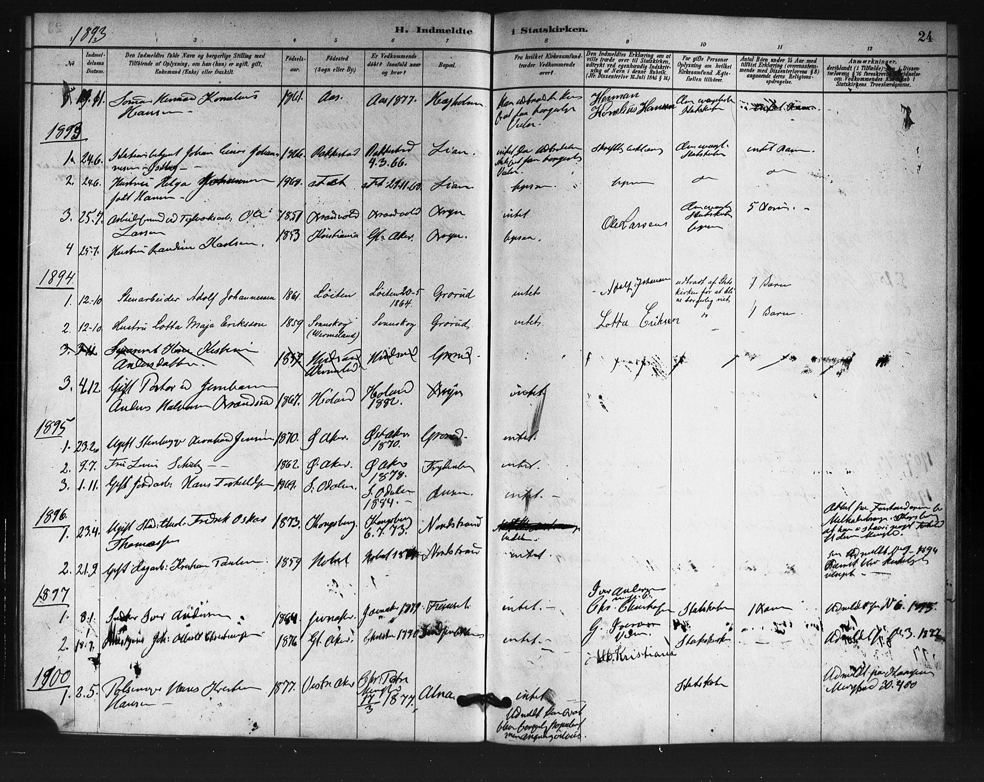 Østre Aker prestekontor Kirkebøker, SAO/A-10840/F/Fa/L0007: Parish register (official) no. I 7, 1879-1912, p. 24