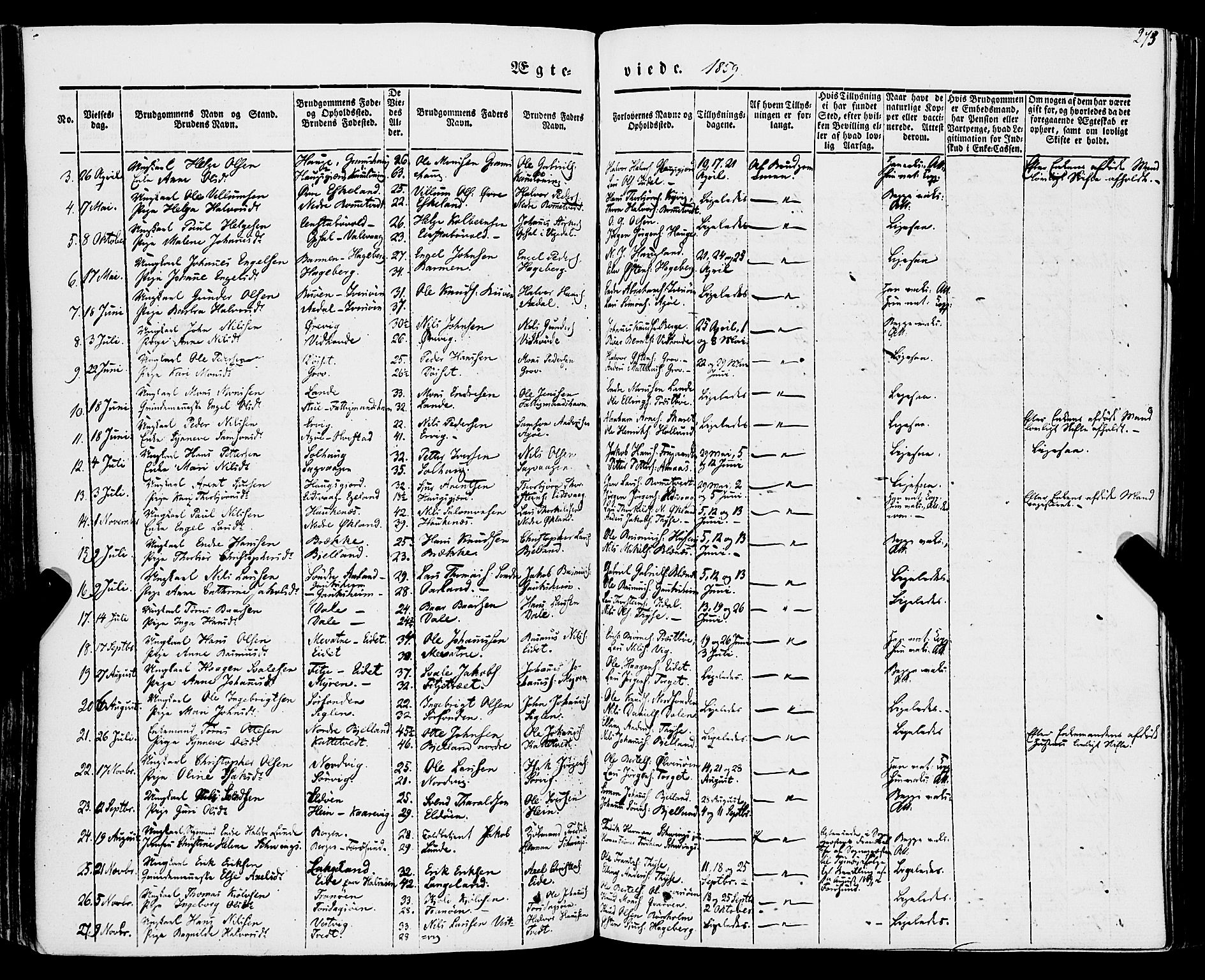 Stord sokneprestembete, SAB/A-78201/H/Haa: Parish register (official) no. A 7, 1841-1861, p. 273