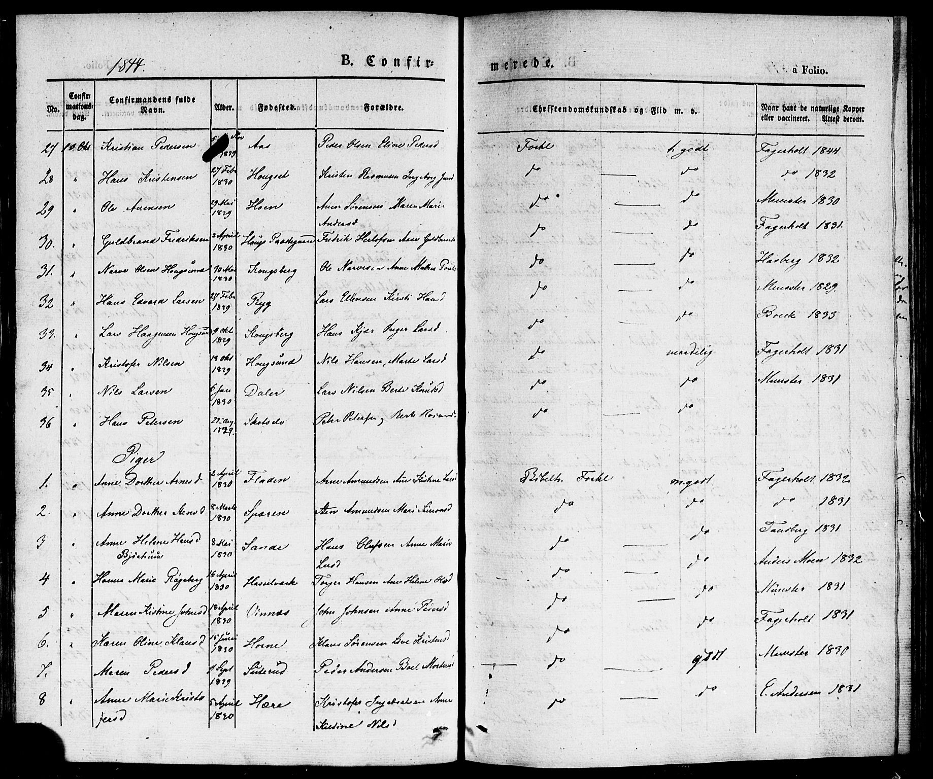 Eiker kirkebøker, AV/SAKO-A-4/F/Fa/L0013b: Parish register (official) no. I 13B, 1840-1845