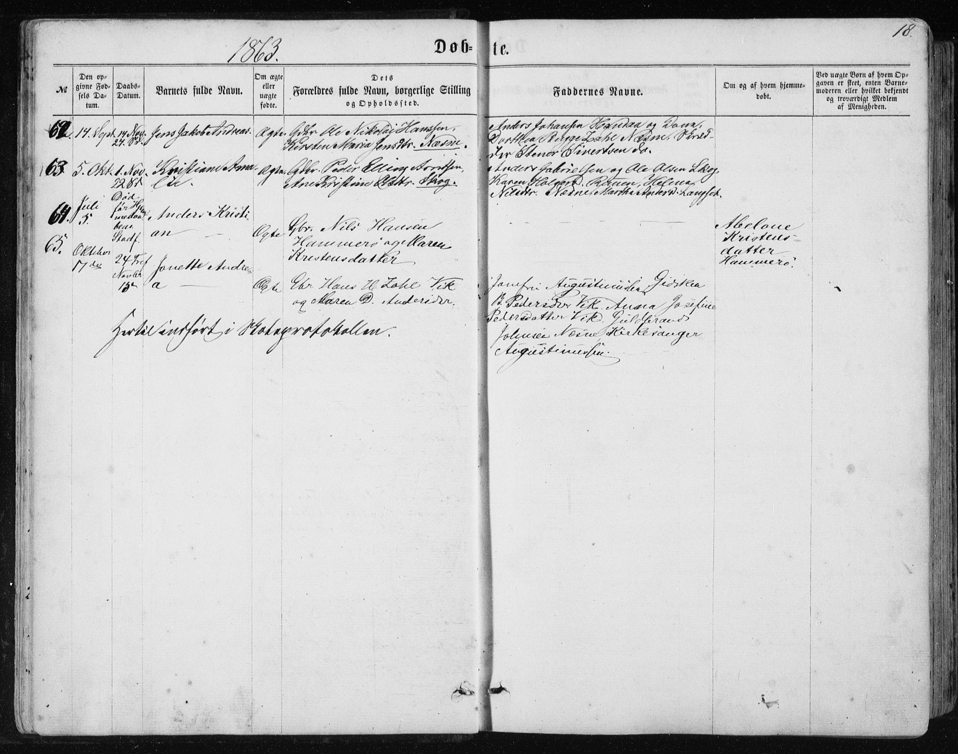 Ministerialprotokoller, klokkerbøker og fødselsregistre - Nordland, SAT/A-1459/838/L0556: Parish register (copy) no. 838C03, 1861-1893, p. 18