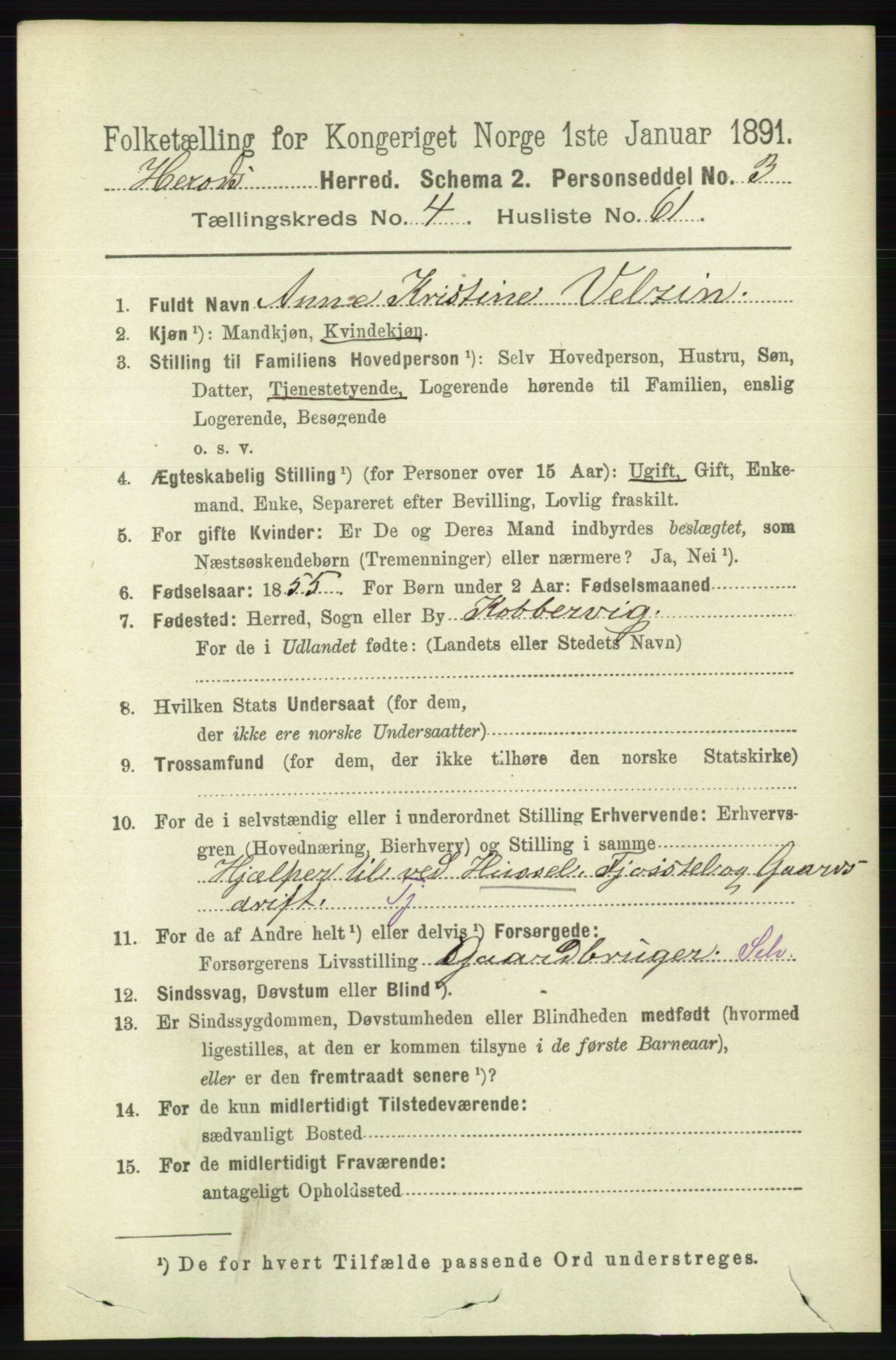 RA, 1891 census for 1039 Herad, 1891, p. 1671