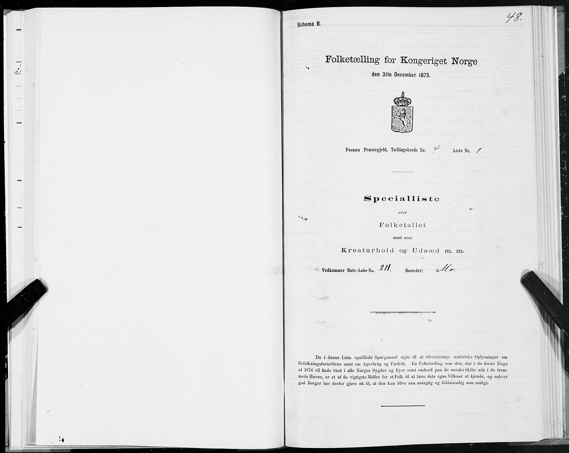 SAT, 1875 census for 1748P Fosnes, 1875, p. 2048