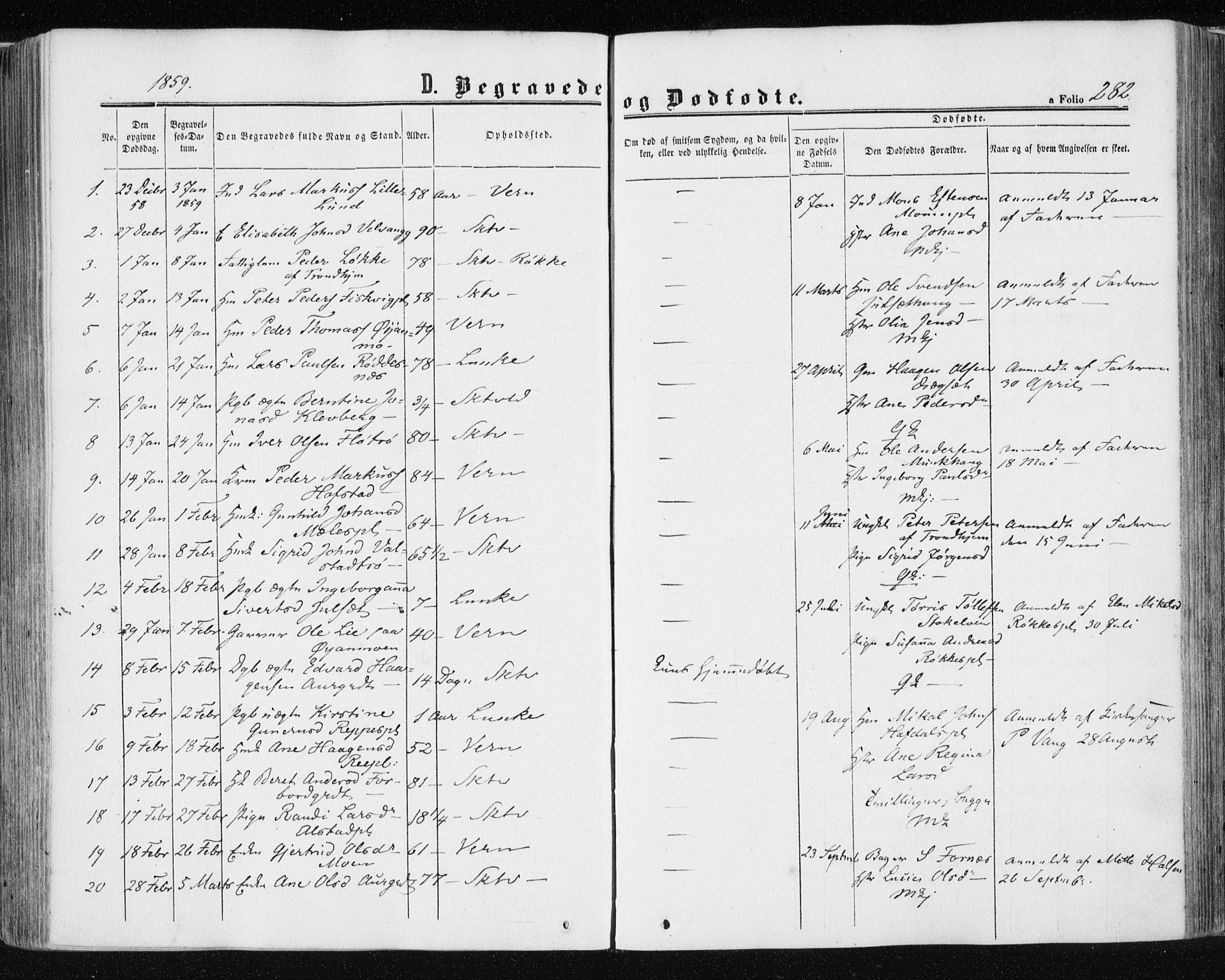 Ministerialprotokoller, klokkerbøker og fødselsregistre - Nord-Trøndelag, SAT/A-1458/709/L0075: Parish register (official) no. 709A15, 1859-1870, p. 282