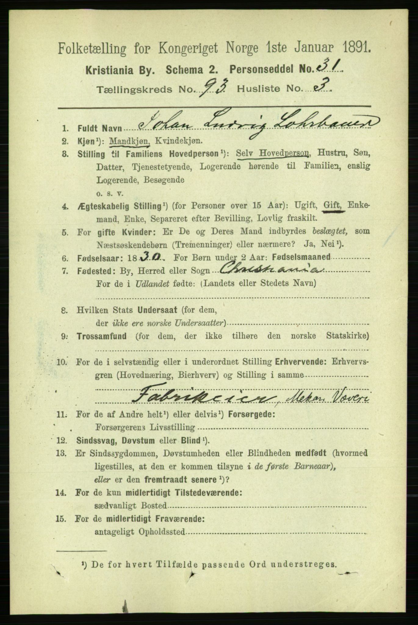 RA, 1891 census for 0301 Kristiania, 1891, p. 45587