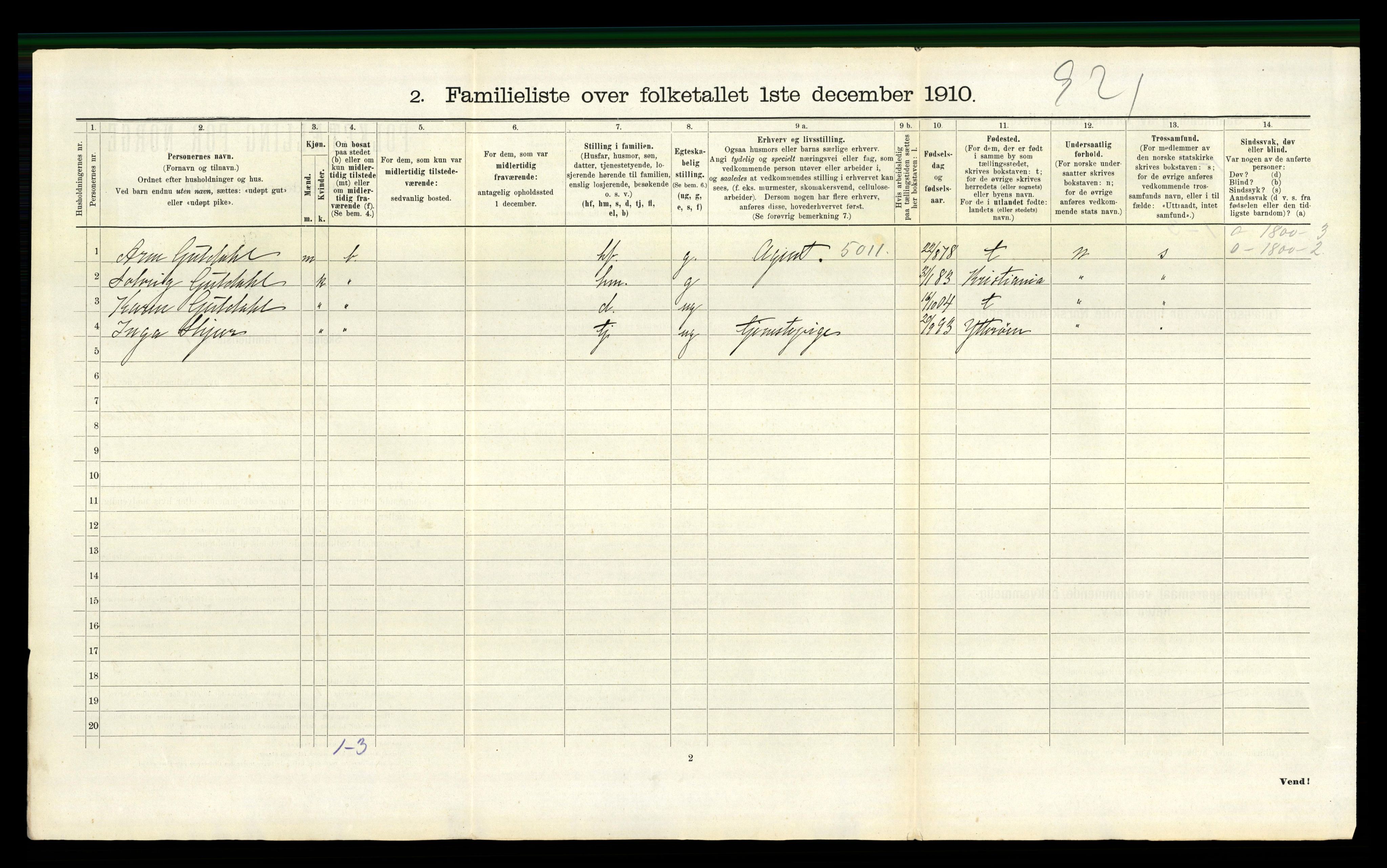 RA, 1910 census for Trondheim, 1910, p. 2040