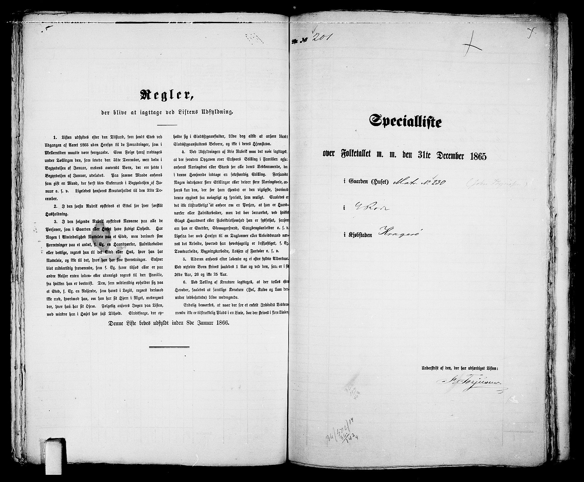 RA, 1865 census for Kragerø/Kragerø, 1865, p. 412