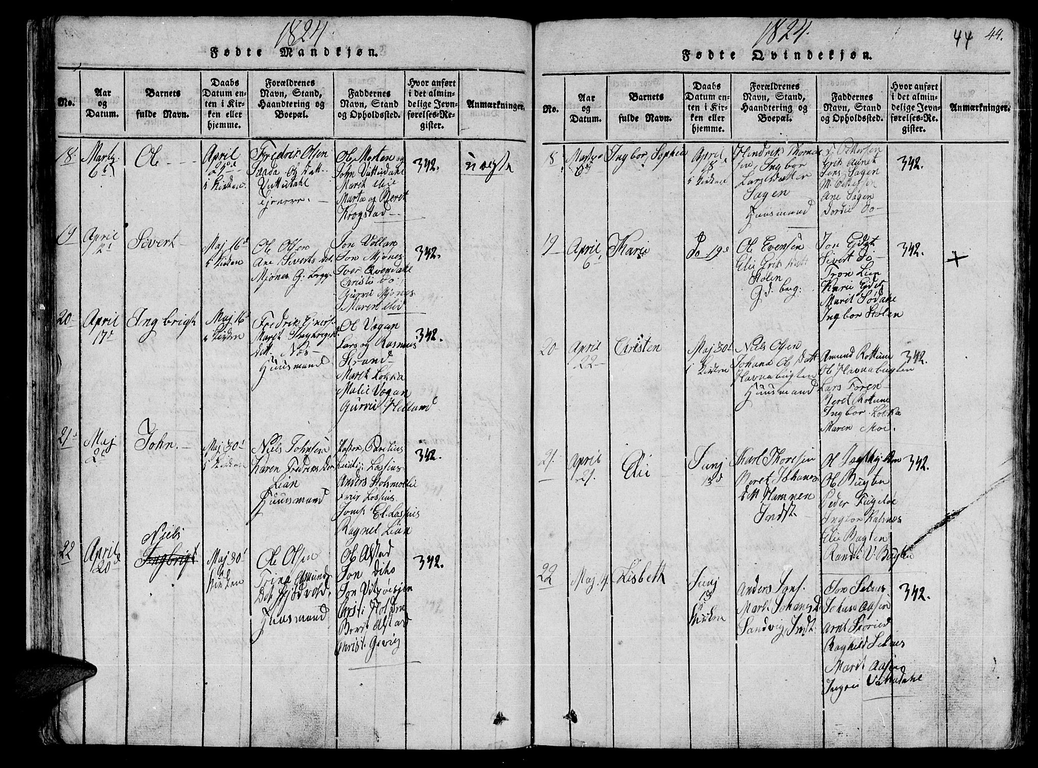 Ministerialprotokoller, klokkerbøker og fødselsregistre - Sør-Trøndelag, AV/SAT-A-1456/630/L0491: Parish register (official) no. 630A04, 1818-1830, p. 44