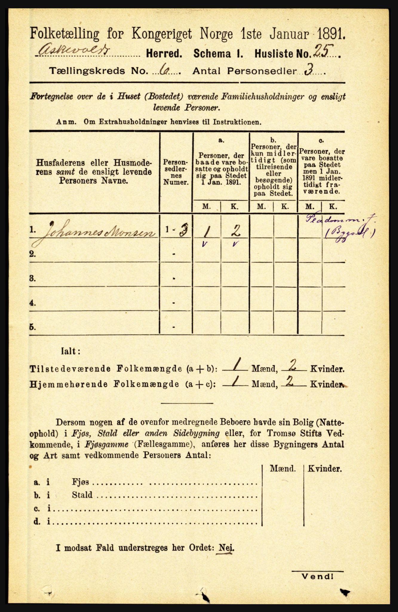 RA, 1891 census for 1428 Askvoll, 1891, p. 1675