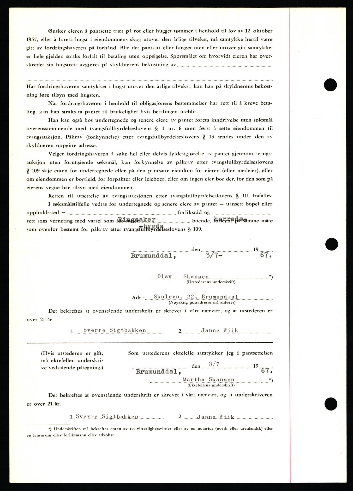 Nord-Hedmark sorenskriveri, SAH/TING-012/H/Hb/Hbf/L0071: Mortgage book no. B71, 1967-1967, Diary no: : 3101/1967