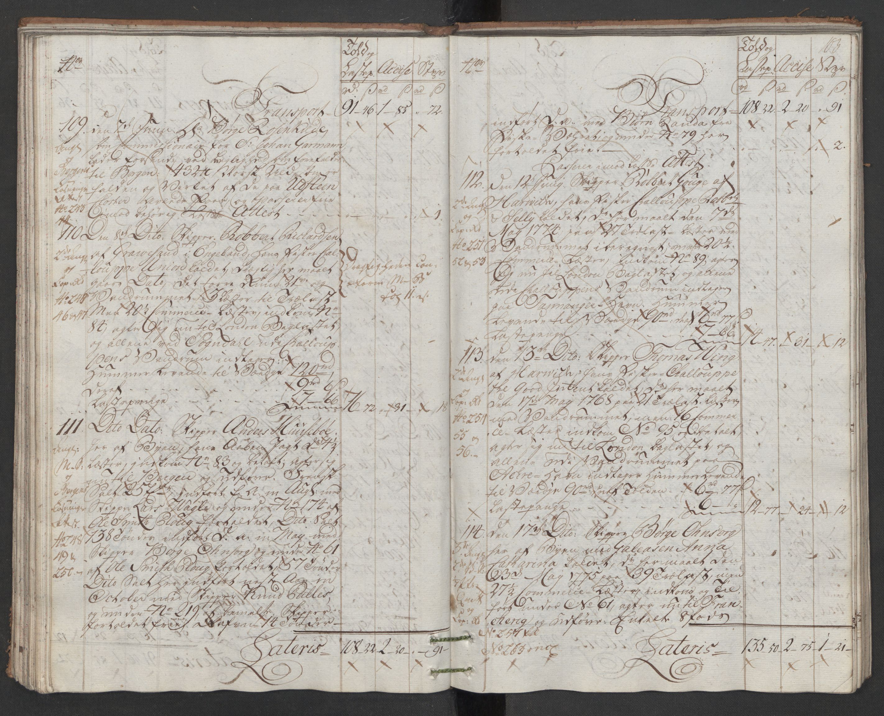 Generaltollkammeret, tollregnskaper, AV/RA-EA-5490/R22/L0048/0001: Tollregnskaper Stavanger / Hovedtollbok, 1786, p. 102b-103a
