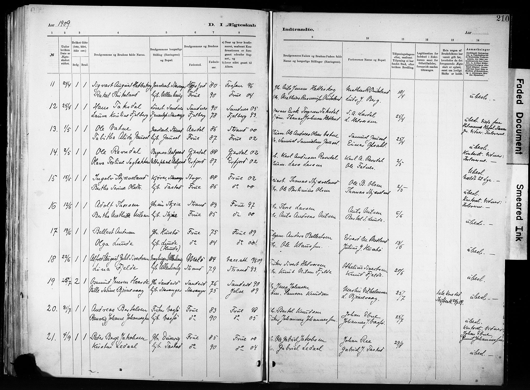 Hetland sokneprestkontor, SAST/A-101826/30/30BA/L0011: Parish register (official) no. A 11, 1884-1911, p. 210