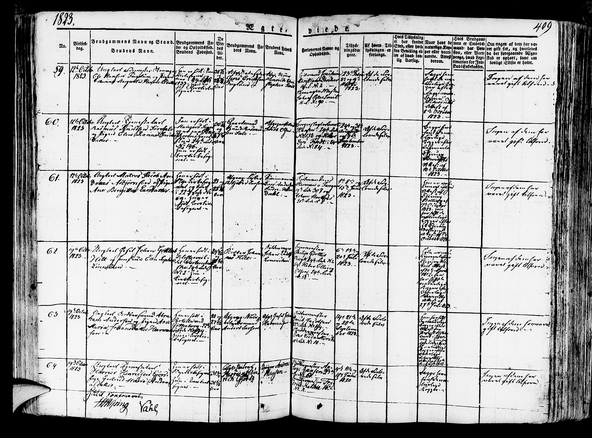 Korskirken sokneprestembete, AV/SAB-A-76101/H/Haa/L0014: Parish register (official) no. A 14, 1823-1835, p. 409