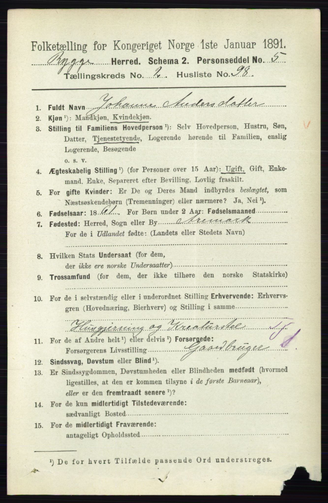 RA, 1891 census for 0136 Rygge, 1891, p. 1580