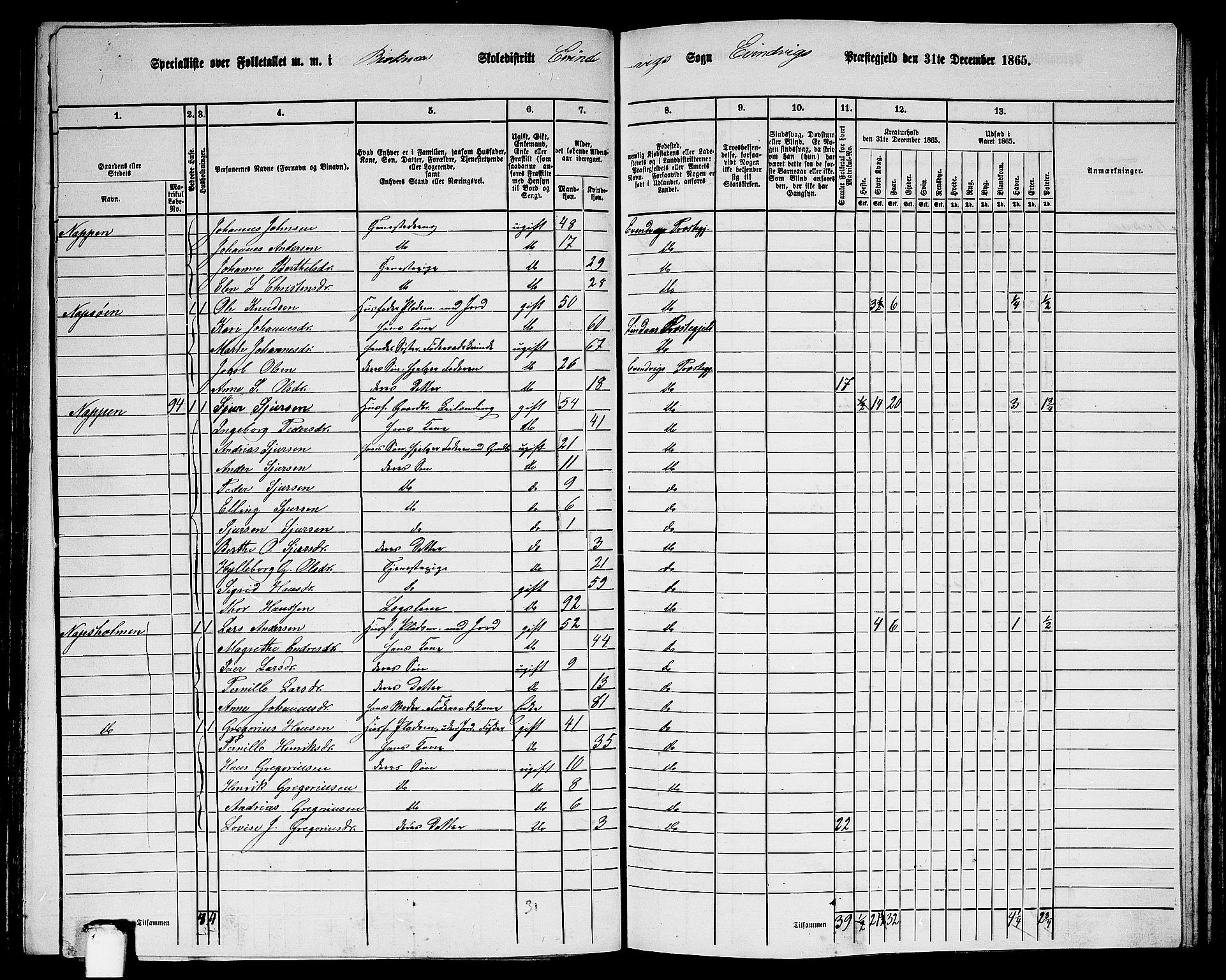 RA, 1865 census for Eivindvik, 1865, p. 104