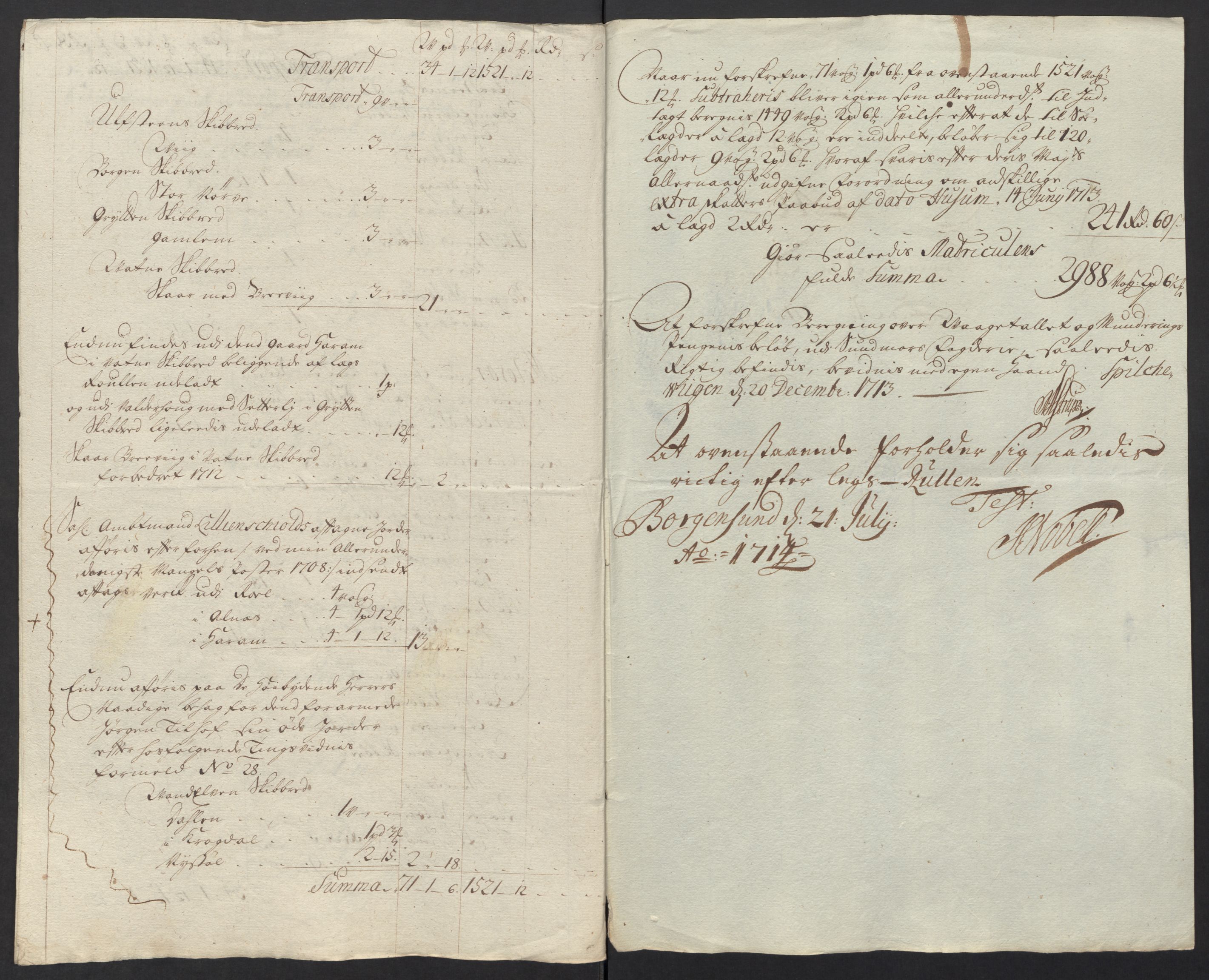 Rentekammeret inntil 1814, Reviderte regnskaper, Fogderegnskap, AV/RA-EA-4092/R54/L3565: Fogderegnskap Sunnmøre, 1712-1713, p. 561