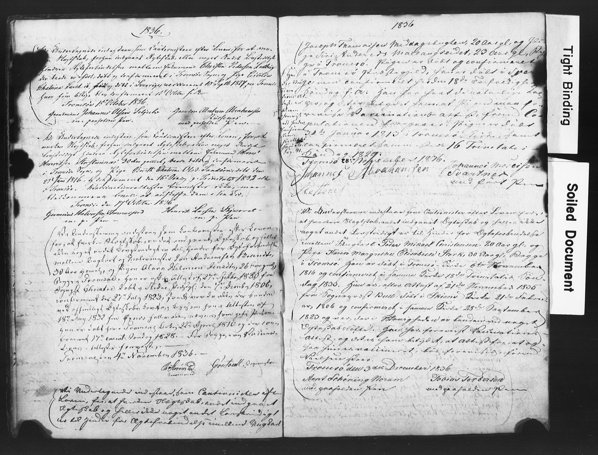 Tromsø sokneprestkontor/stiftsprosti/domprosti, AV/SATØ-S-1343/H/Hc/L0095: Best man's statements no. 1, 1836-1838