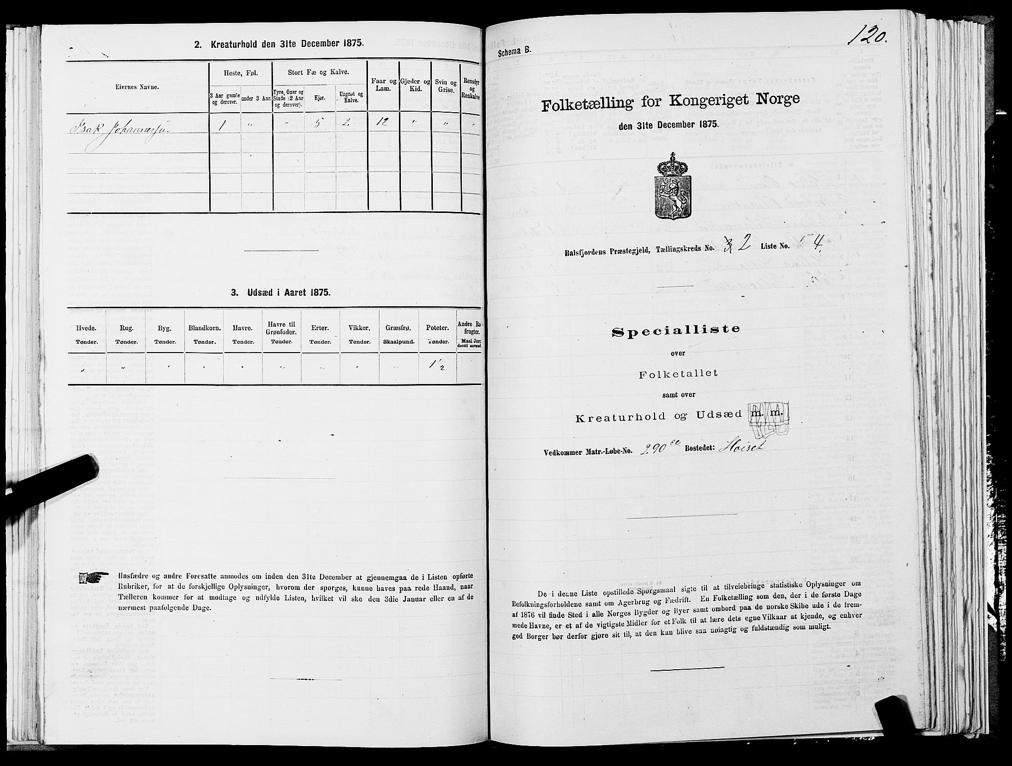 SATØ, 1875 census for 1933P Balsfjord, 1875, p. 1120