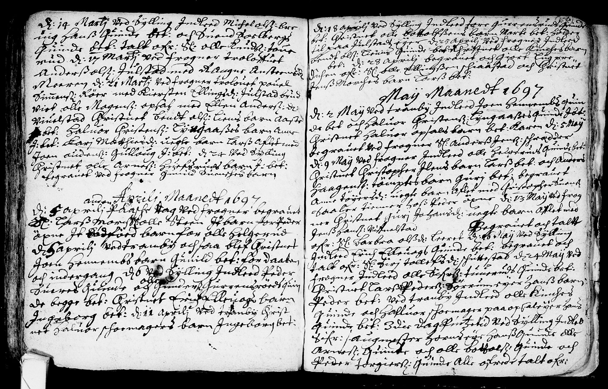 Lier kirkebøker, SAKO/A-230/F/Fa/L0001: Parish register (official) no. I 1, 1672-1701, p. 154