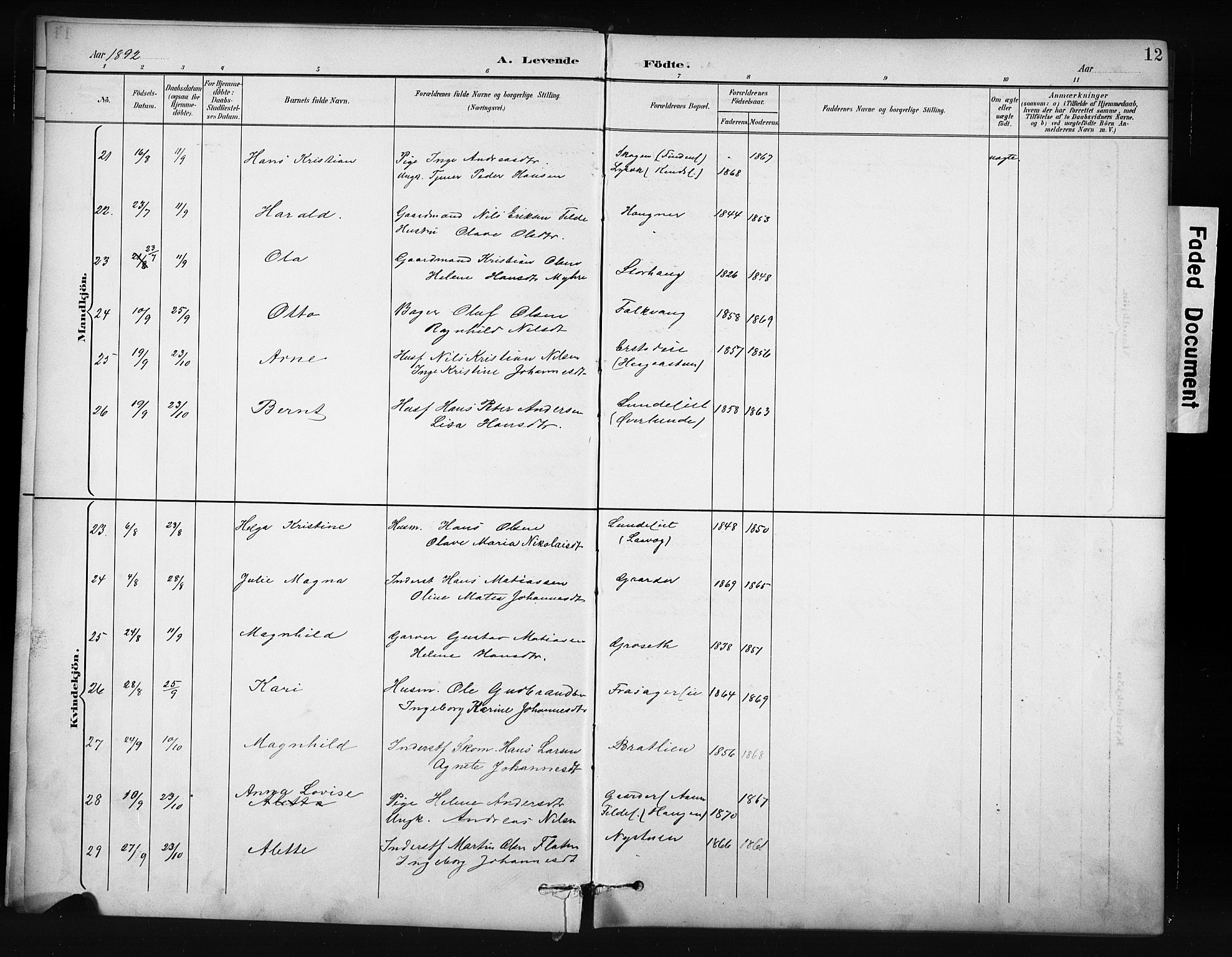 Nordre Land prestekontor, AV/SAH-PREST-124/H/Ha/Hab/L0012: Parish register (copy) no. 12, 1891-1909, p. 12