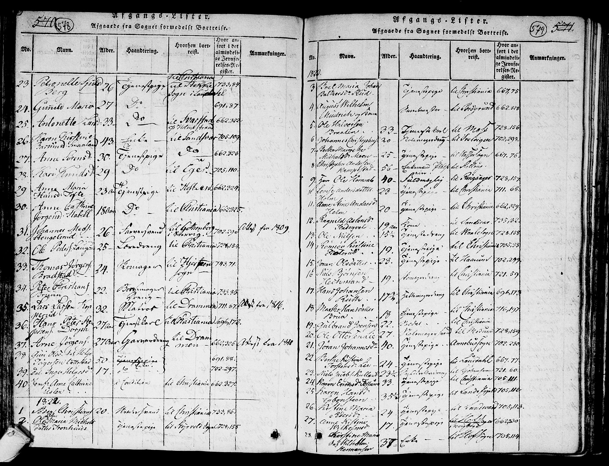 Kongsberg kirkebøker, AV/SAKO-A-22/G/Ga/L0001: Parish register (copy) no. 1, 1816-1839, p. 578-579