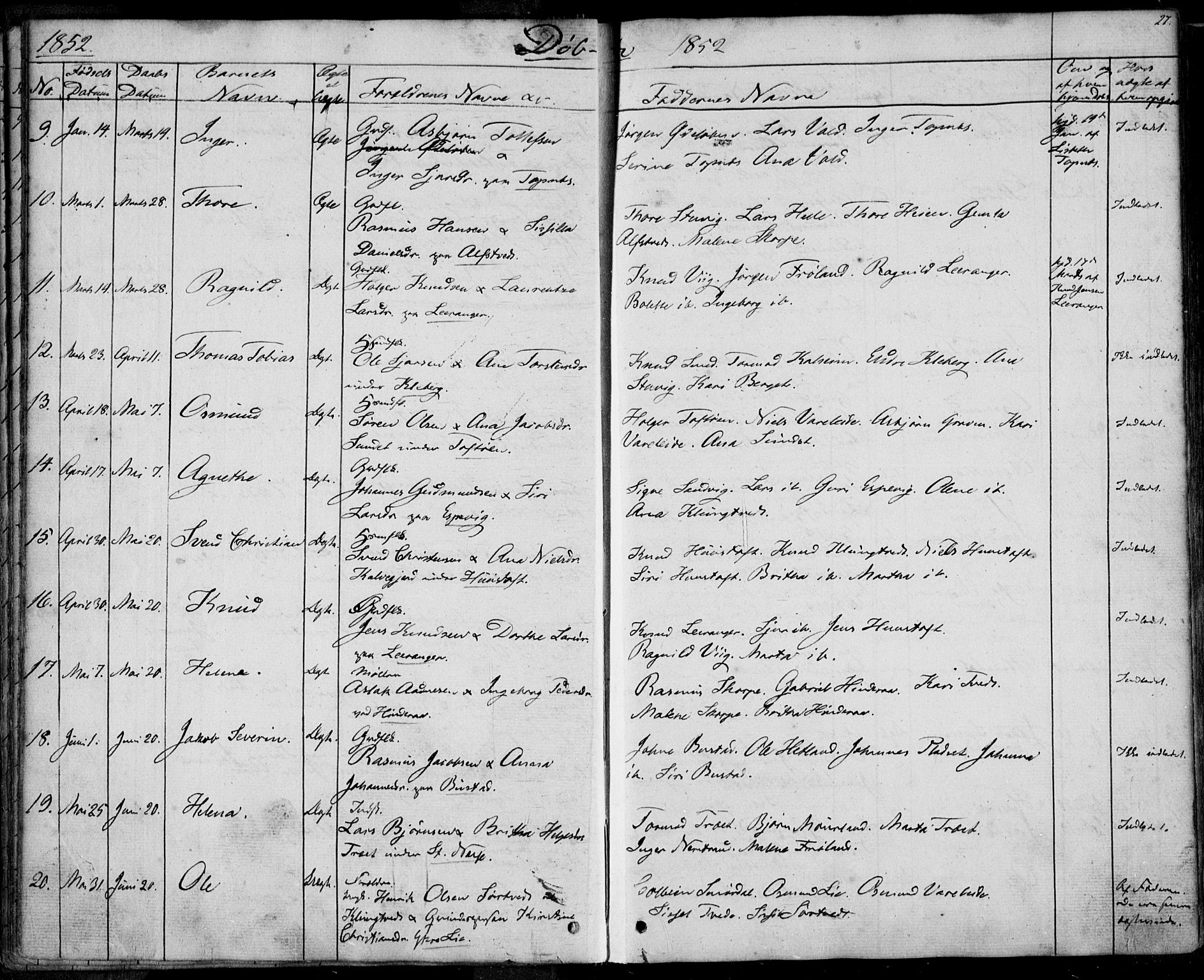 Nedstrand sokneprestkontor, SAST/A-101841/01/IV: Parish register (official) no. A 8, 1839-1860, p. 27